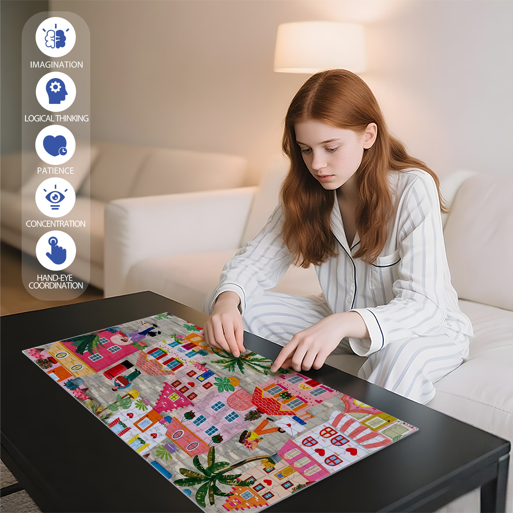 Love Is The Air 500pcs/1000pcs Jigsaw Puzzle, Scratch-Resistant, Interactive Family Game & Brain-Boosting DIY Decor, Perfect for Halloween, Christmas & New Year Gifts, Family Puzzle Game
