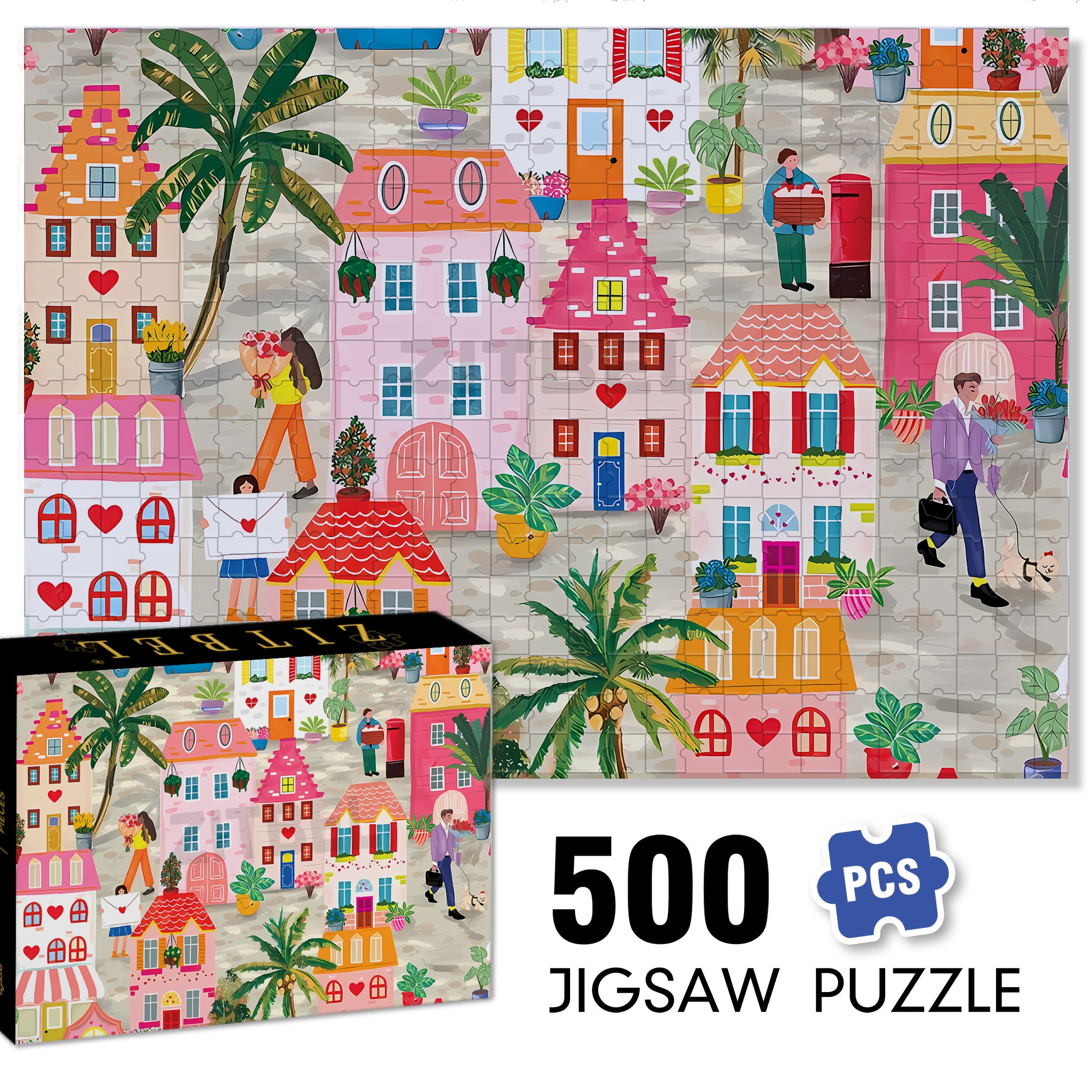 Love Is The Air 500pcs/1000pcs Jigsaw Puzzle, Scratch-Resistant, Interactive Family Game & Brain-Boosting DIY Decor, Perfect for Halloween, Christmas & New Year Gifts, Family Puzzle Game