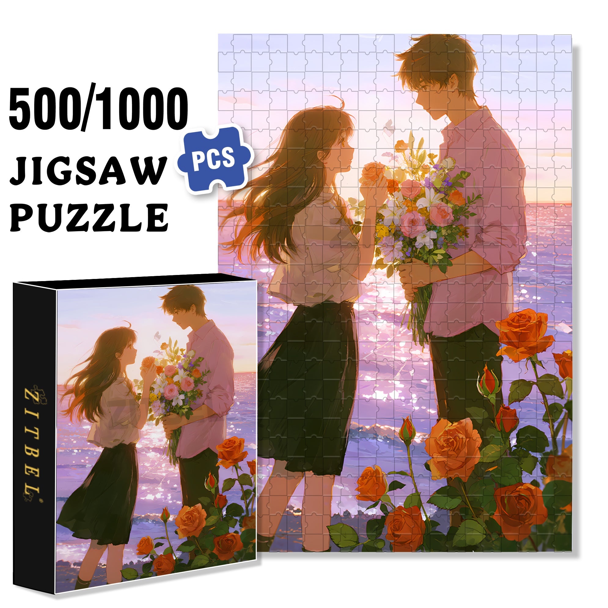 Love Season 500pcs/1000pcs Jigsaw Puzzle, Scratch-Resistant, Interactive Family Game & Brain-Boosting DIY Decor, Perfect for Halloween, Christmas & New Year Gifts, Family Puzzle Game