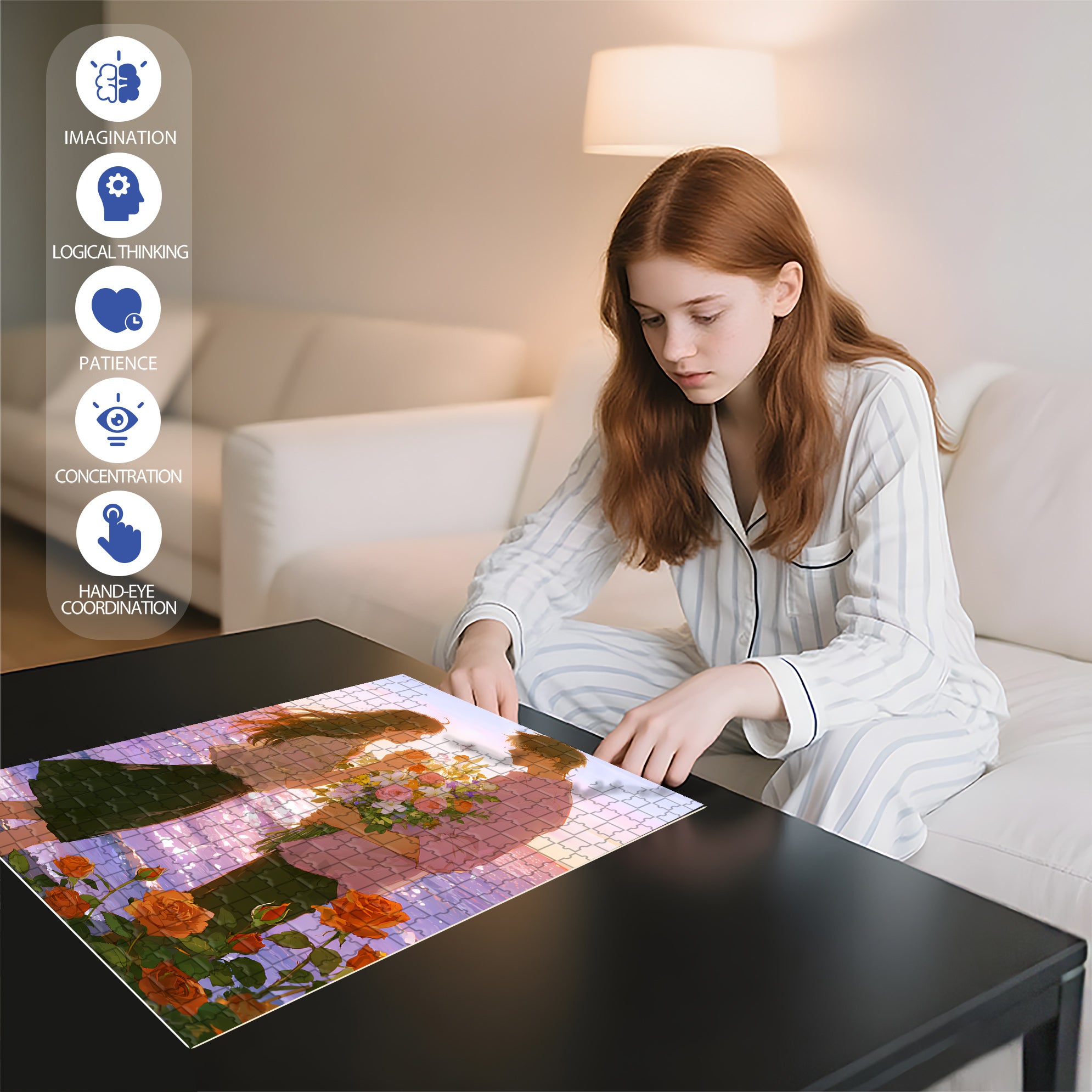 Love Season 500pcs/1000pcs Jigsaw Puzzle, Scratch-Resistant, Interactive Family Game & Brain-Boosting DIY Decor, Perfect for Halloween, Christmas & New Year Gifts, Family Puzzle Game