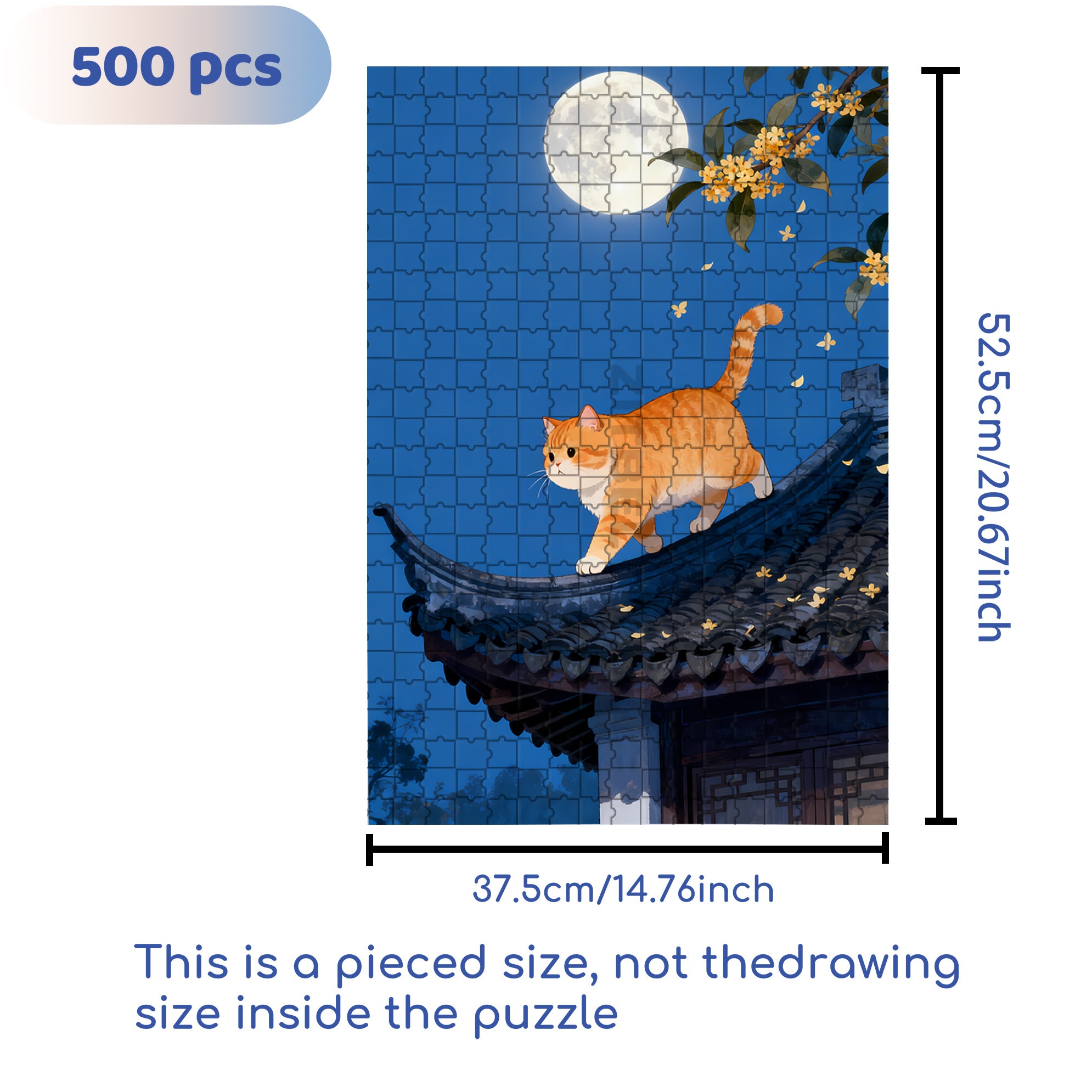 Moonlit Night Walk 500pcs/1000pcs Jigsaw Puzzle, Scratch-Resistant, Interactive Family Game & Brain-Boosting DIY Decor, Perfect for Halloween, Christmas & New Year Gifts, Family Puzzle Game