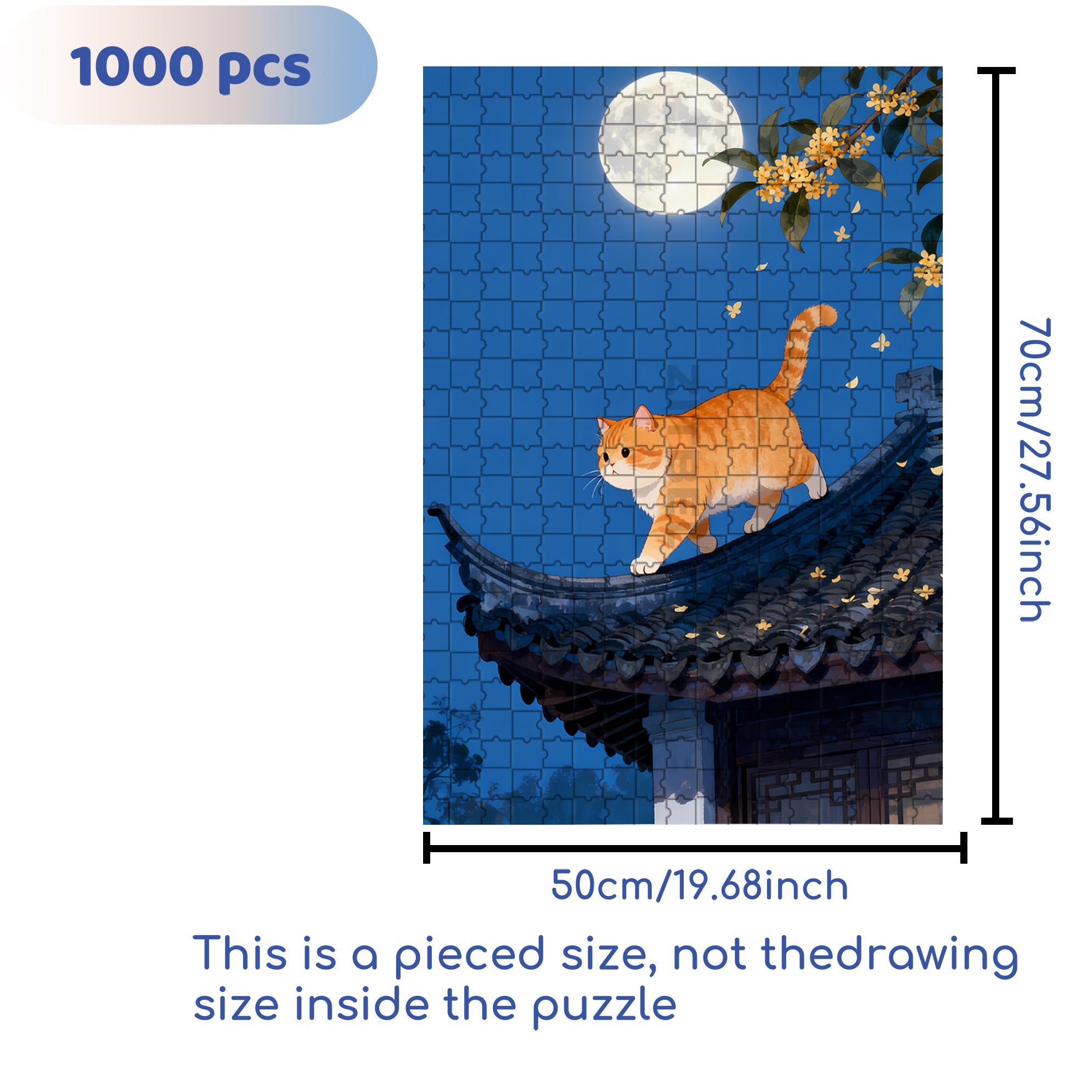 Moonlit Night Walk 500pcs/1000pcs Jigsaw Puzzle, Scratch-Resistant, Interactive Family Game & Brain-Boosting DIY Decor, Perfect for Halloween, Christmas & New Year Gifts, Family Puzzle Game