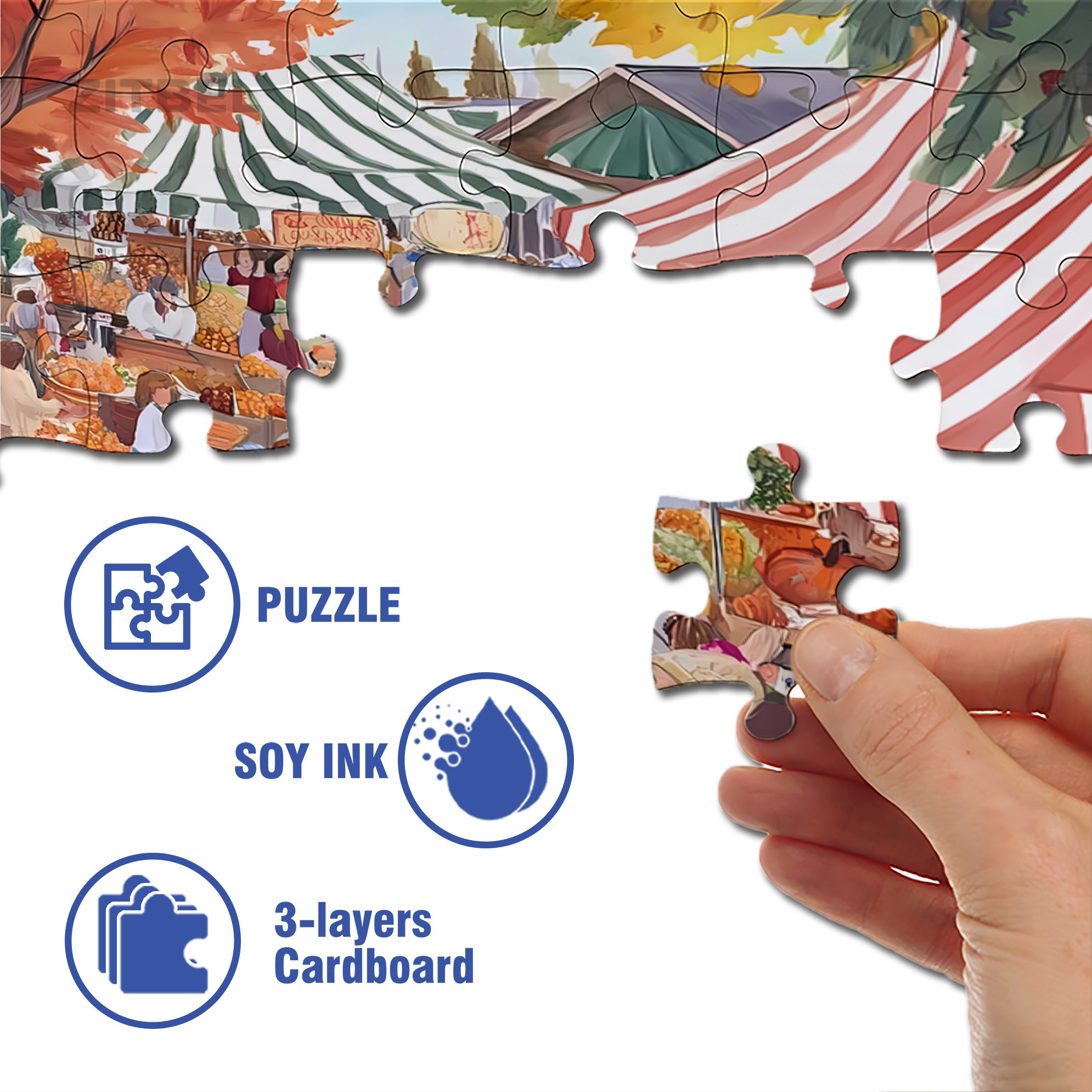 Morning market 500pcs/1000pcs Jigsaw Puzzle, Scratch-Resistant, Interactive Family Game & Brain-Boosting DIY Decor, Perfect for Halloween, Christmas & New Year Gifts, Family Puzzle Game