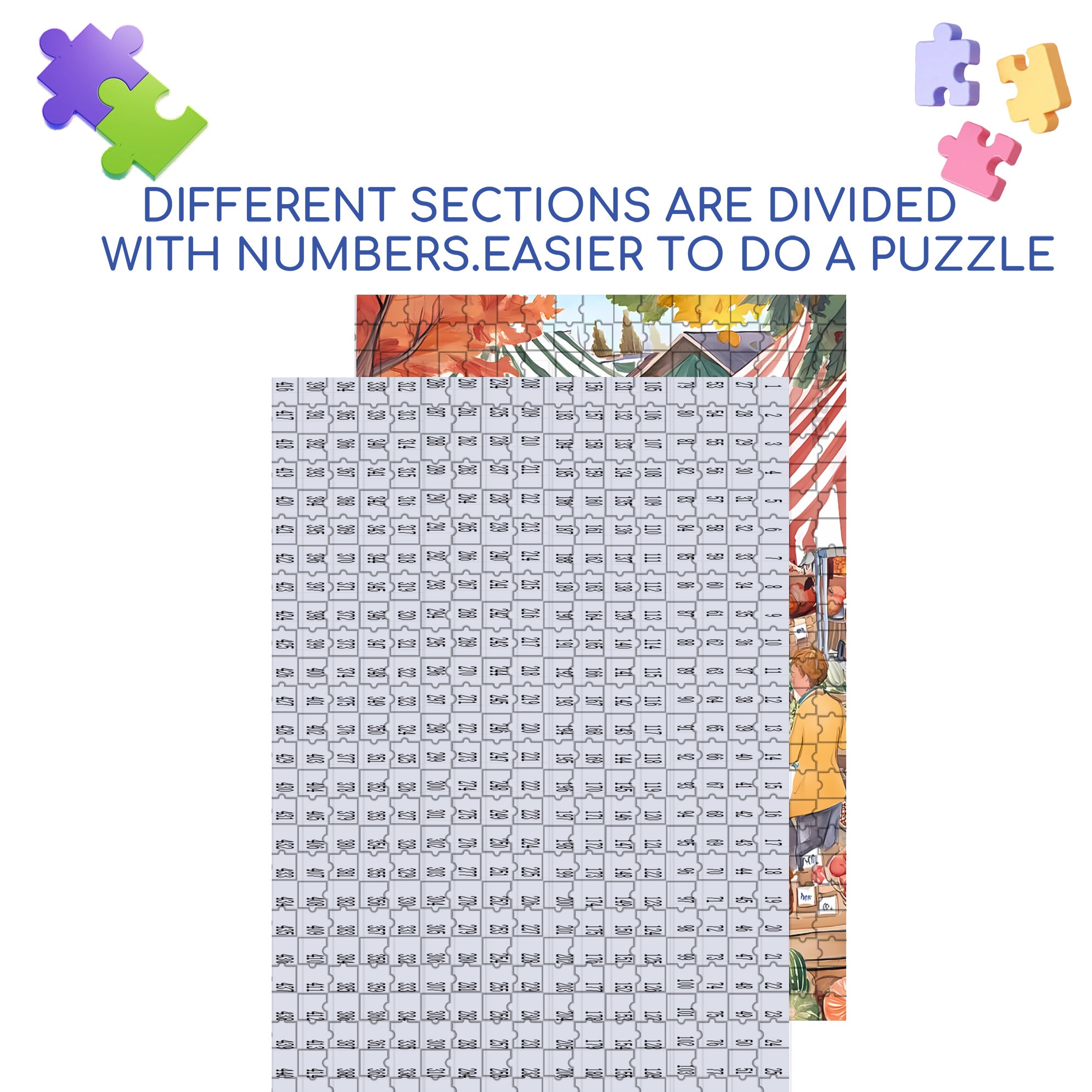 Morning market 500pcs/1000pcs Jigsaw Puzzle, Scratch-Resistant, Interactive Family Game & Brain-Boosting DIY Decor, Perfect for Halloween, Christmas & New Year Gifts, Family Puzzle Game