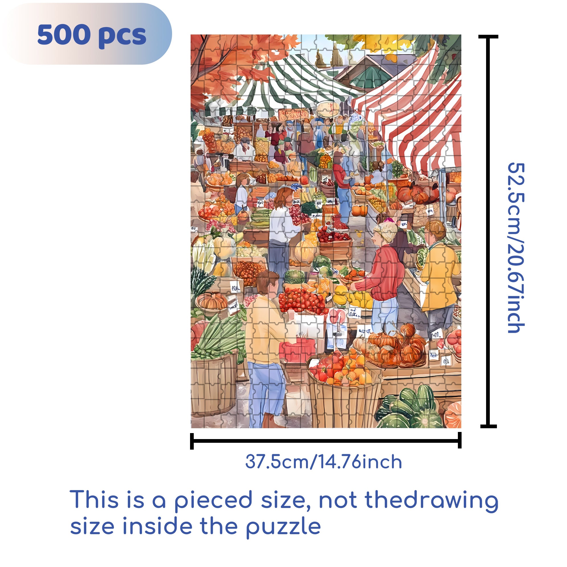 Morning market 500pcs/1000pcs Jigsaw Puzzle, Scratch-Resistant, Interactive Family Game & Brain-Boosting DIY Decor, Perfect for Halloween, Christmas & New Year Gifts, Family Puzzle Game