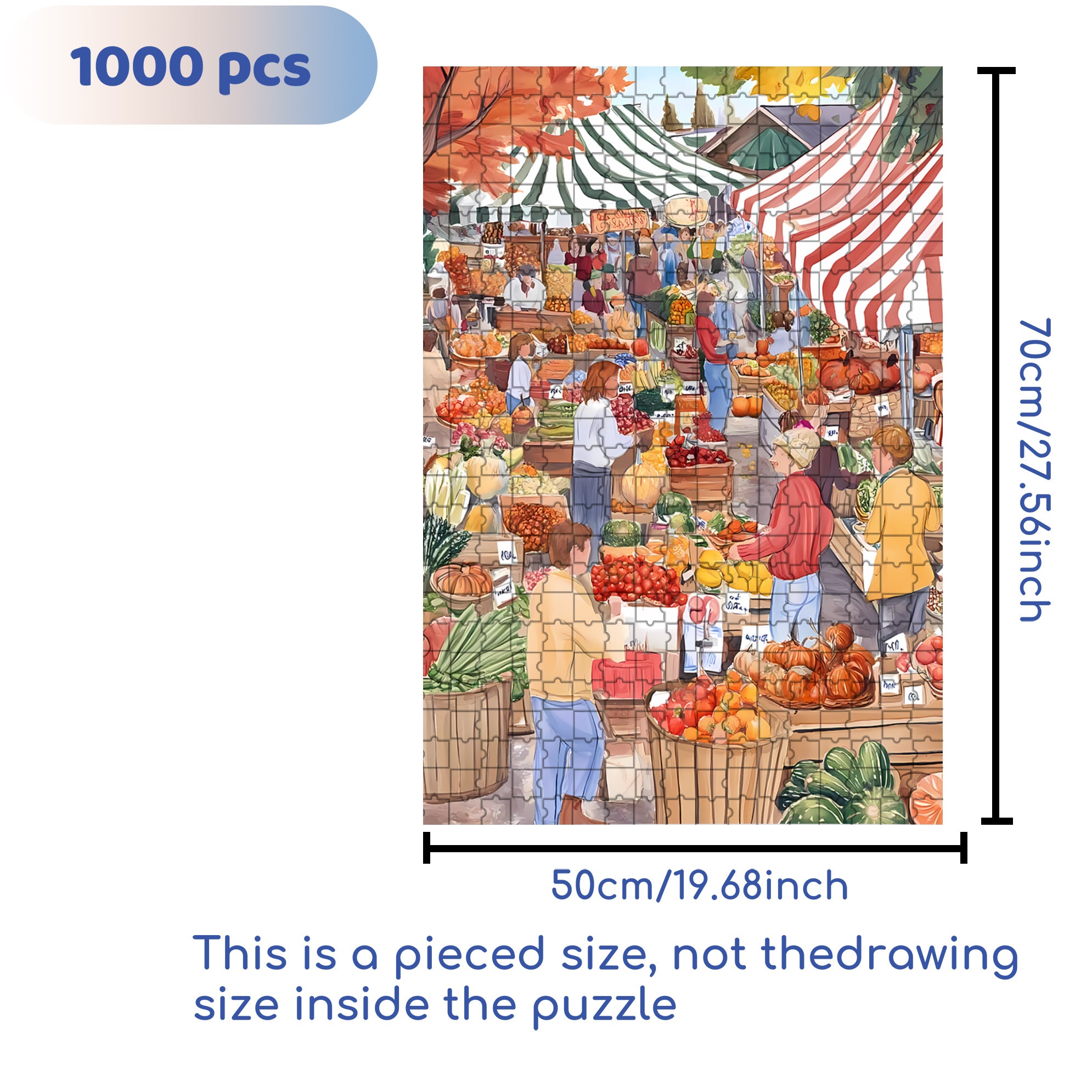 Morning market 500pcs/1000pcs Jigsaw Puzzle, Scratch-Resistant, Interactive Family Game & Brain-Boosting DIY Decor, Perfect for Halloween, Christmas & New Year Gifts, Family Puzzle Game