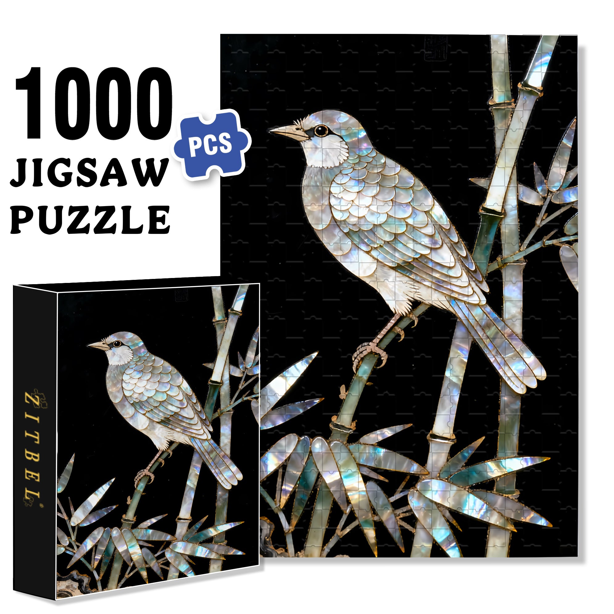 Mother-Of-Pearl 500pcs/1000pcs Jigsaw Puzzle, Scratch-Resistant, Interactive Family Game & Brain-Boosting DIY Decor, Perfect for Halloween, Christmas & New Year Gifts, Family Puzzle Game