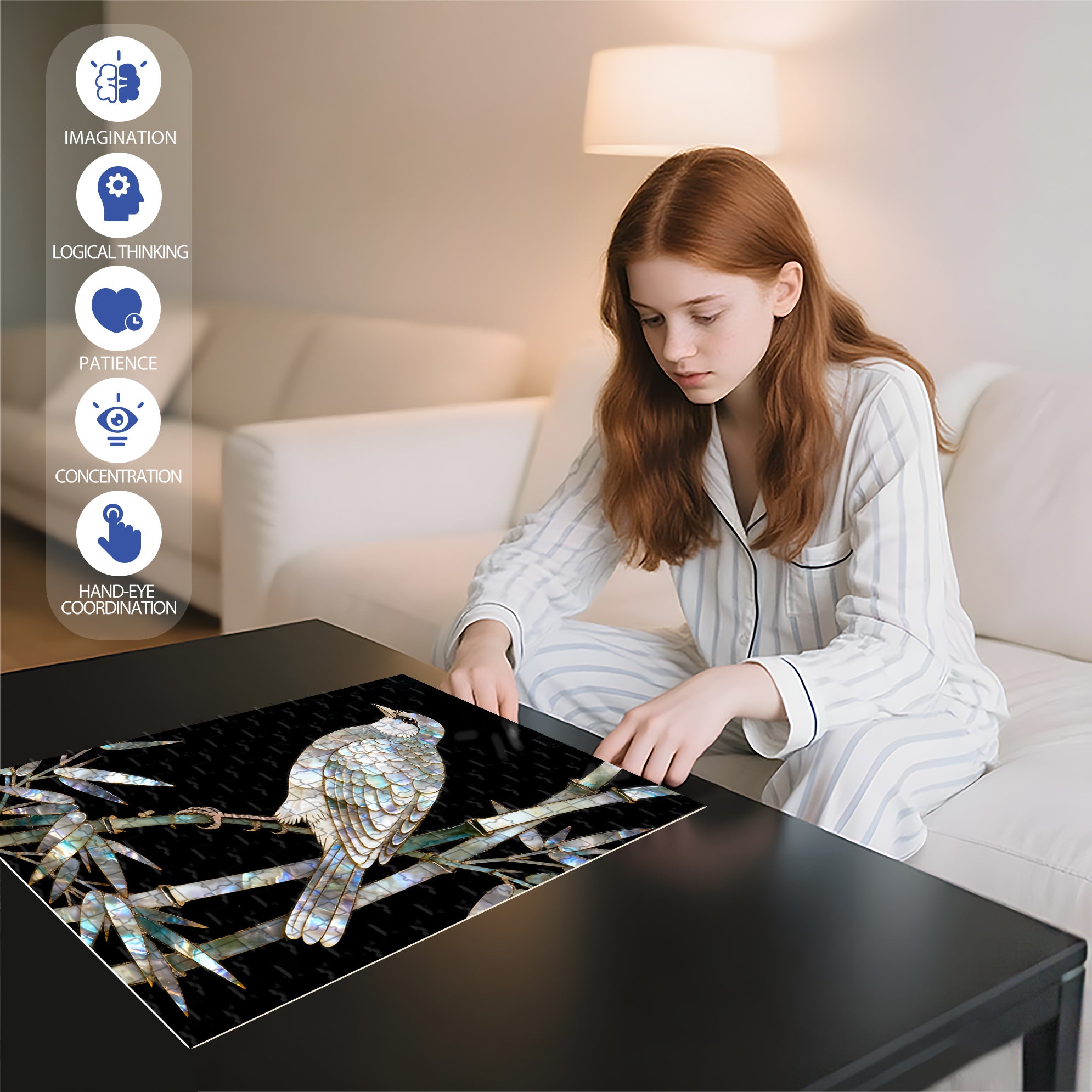 Mother-Of-Pearl 500pcs/1000pcs Jigsaw Puzzle, Scratch-Resistant, Interactive Family Game & Brain-Boosting DIY Decor, Perfect for Halloween, Christmas & New Year Gifts, Family Puzzle Game