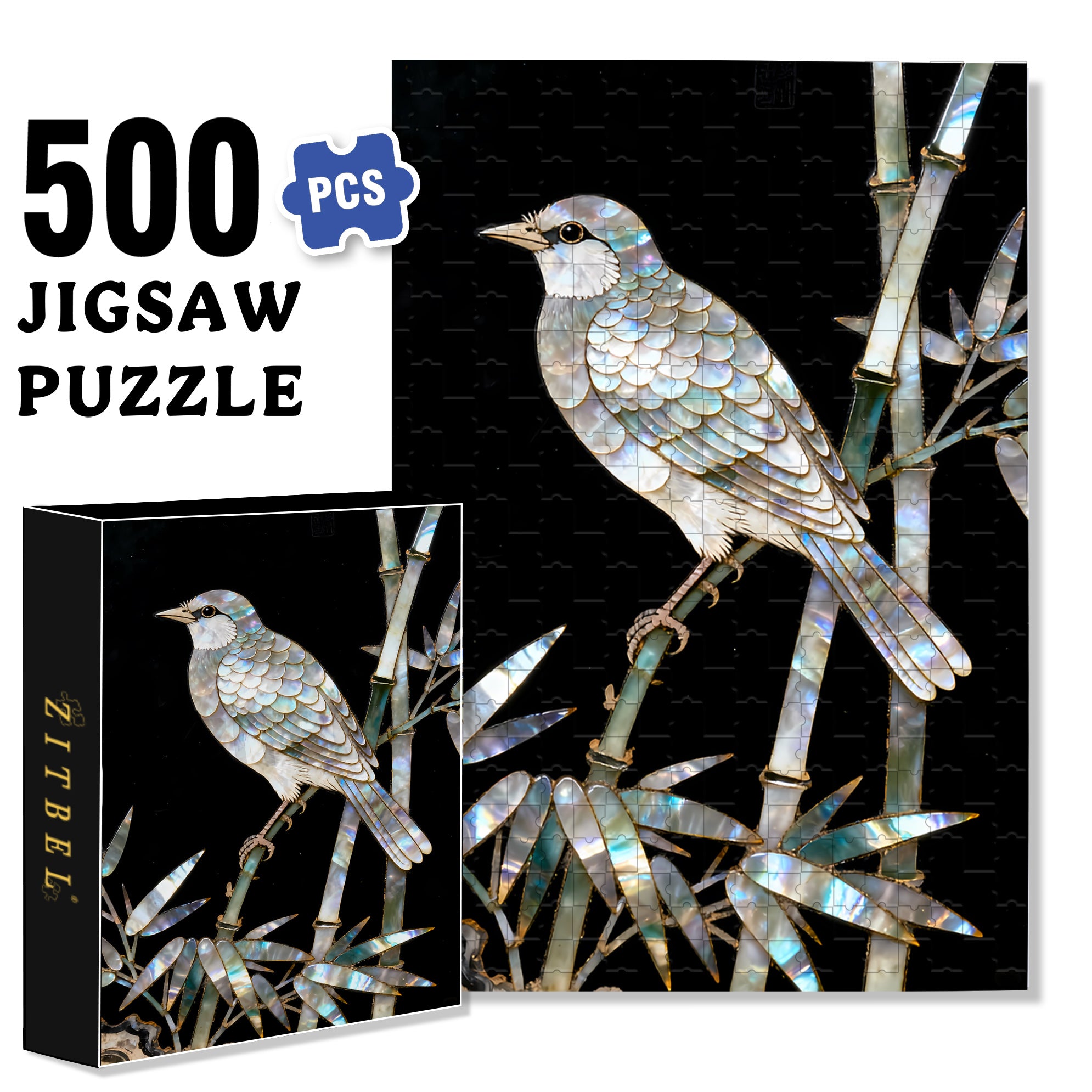 Mother-Of-Pearl 500pcs/1000pcs Jigsaw Puzzle, Scratch-Resistant, Interactive Family Game & Brain-Boosting DIY Decor, Perfect for Halloween, Christmas & New Year Gifts, Family Puzzle Game