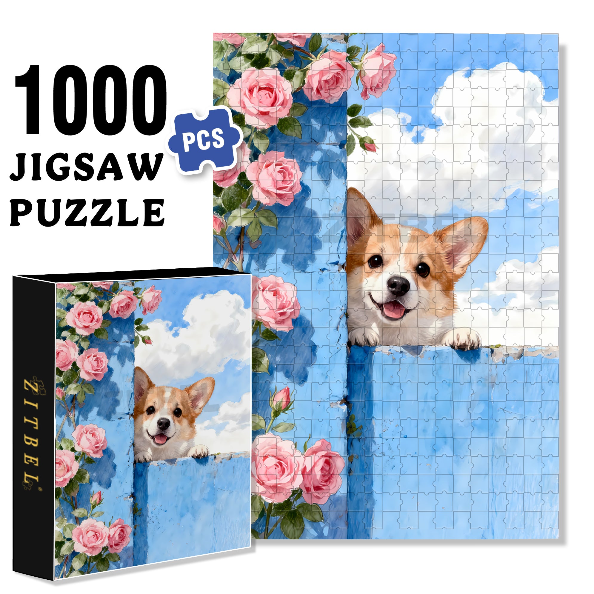 My Corgi 500pcs/1000pcs Jigsaw Puzzle, Scratch-Resistant, Interactive Family Game & Brain-Boosting DIY Decor, Perfect for Halloween, Christmas & New Year Gifts, Family Puzzle Game