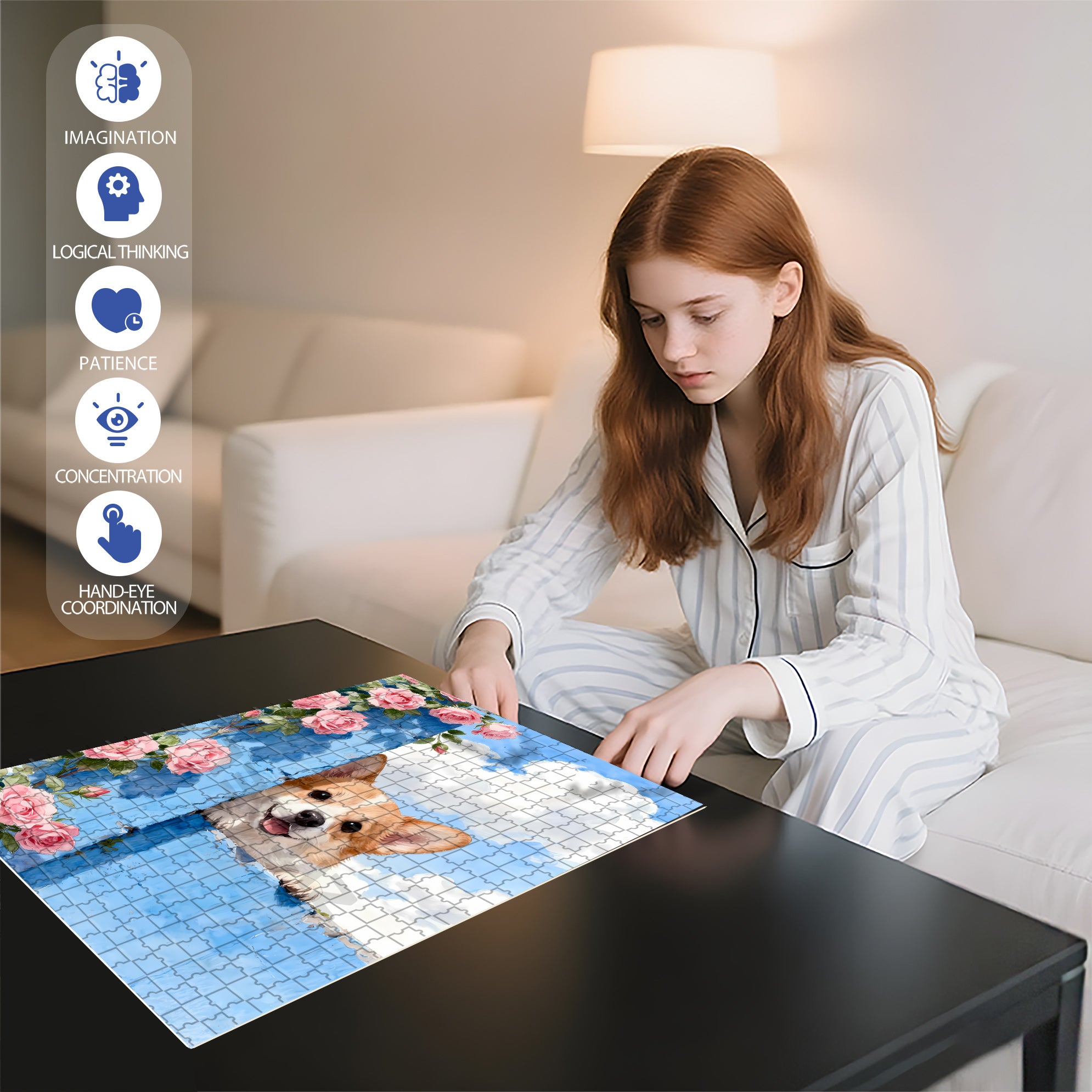 My Corgi 500pcs/1000pcs Jigsaw Puzzle, Scratch-Resistant, Interactive Family Game & Brain-Boosting DIY Decor, Perfect for Halloween, Christmas & New Year Gifts, Family Puzzle Game