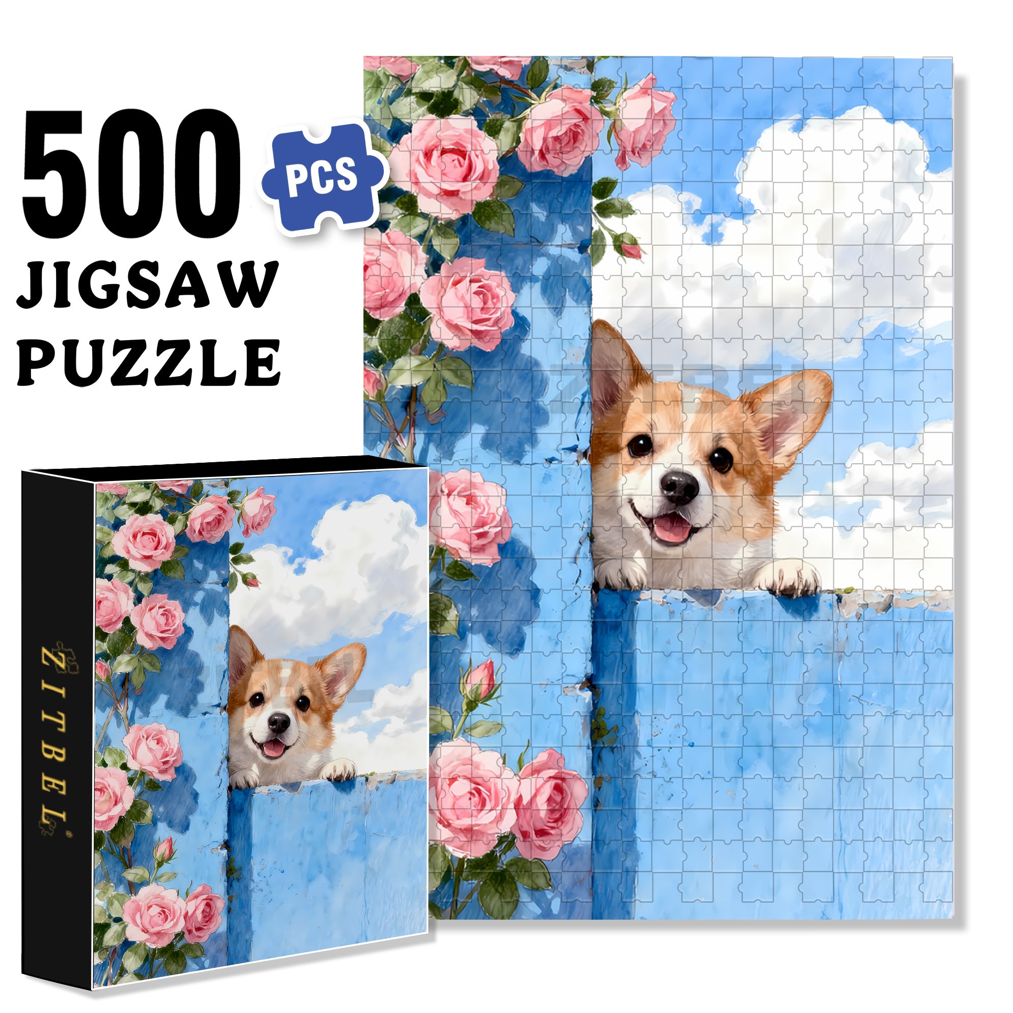 My Corgi 500pcs/1000pcs Jigsaw Puzzle, Scratch-Resistant, Interactive Family Game & Brain-Boosting DIY Decor, Perfect for Halloween, Christmas & New Year Gifts, Family Puzzle Game