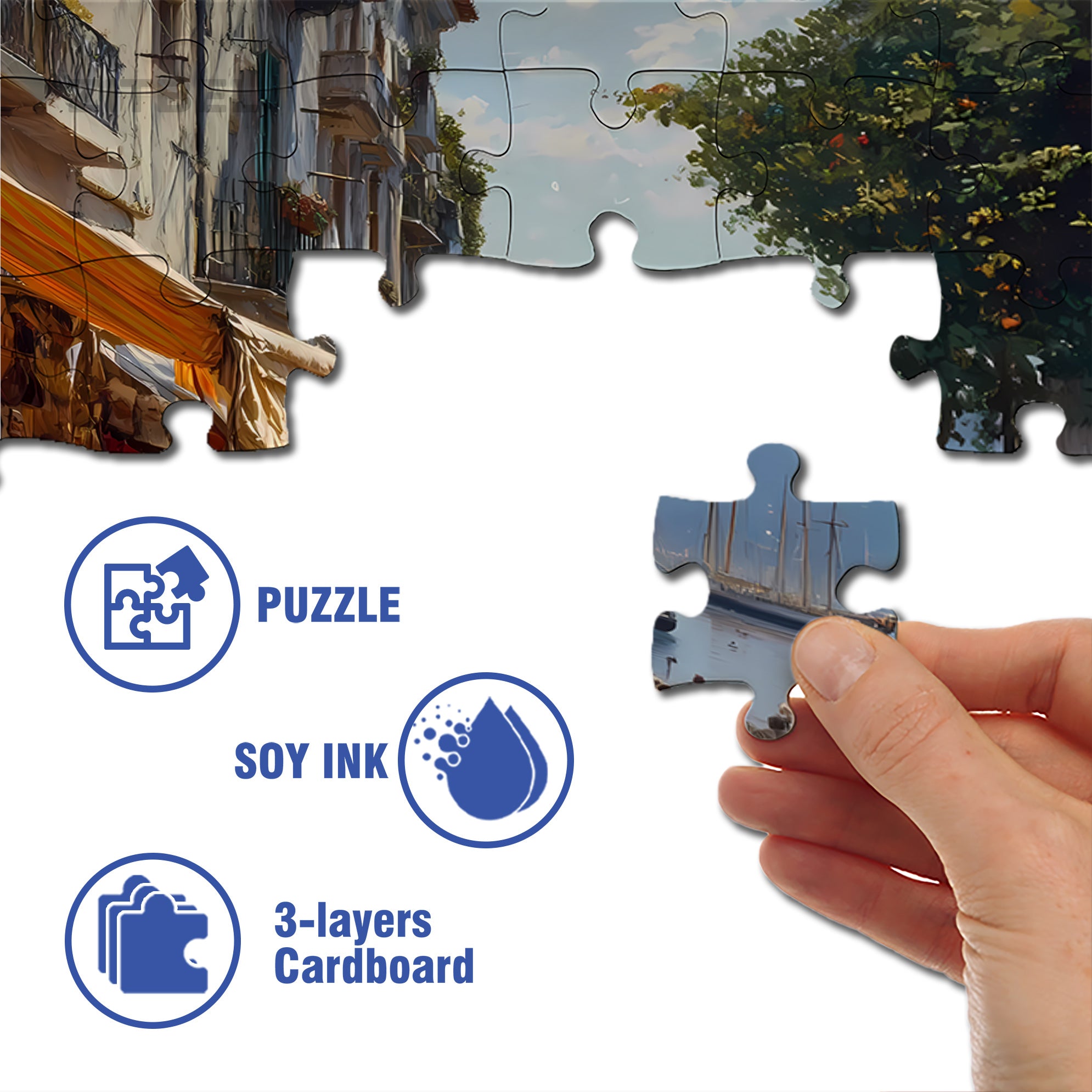 Old Market 500pcs/1000pcs Jigsaw Puzzle, Scratch-Resistant, Interactive Family Game & Brain-Boosting DIY Decor, Perfect for Halloween, Christmas & New Year Gifts, Family Puzzle Game