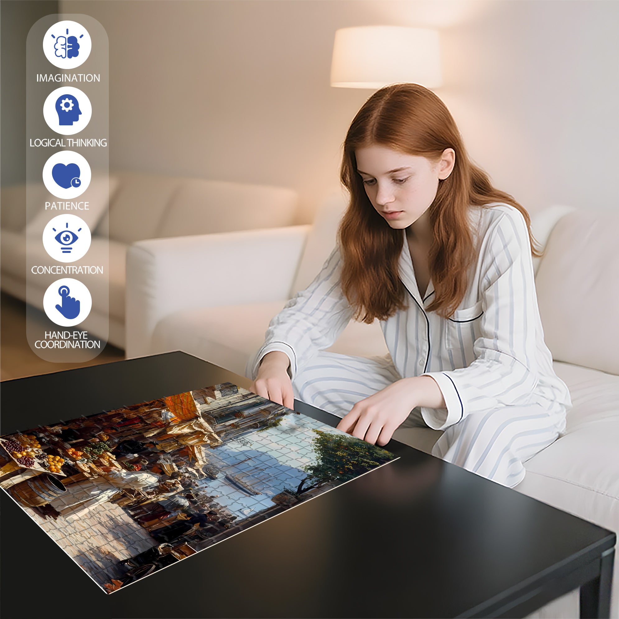 Old Market 500pcs/1000pcs Jigsaw Puzzle, Scratch-Resistant, Interactive Family Game & Brain-Boosting DIY Decor, Perfect for Halloween, Christmas & New Year Gifts, Family Puzzle Game