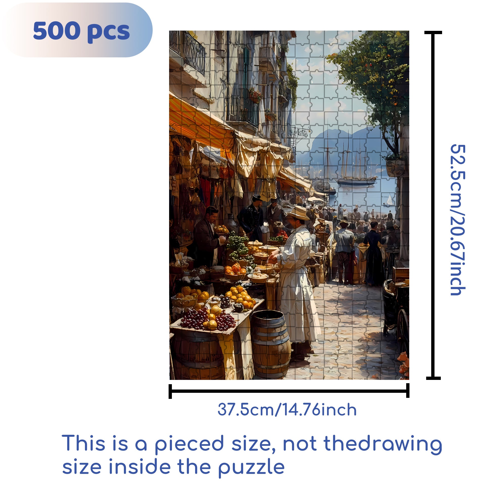 Old Market 500pcs/1000pcs Jigsaw Puzzle, Scratch-Resistant, Interactive Family Game & Brain-Boosting DIY Decor, Perfect for Halloween, Christmas & New Year Gifts, Family Puzzle Game