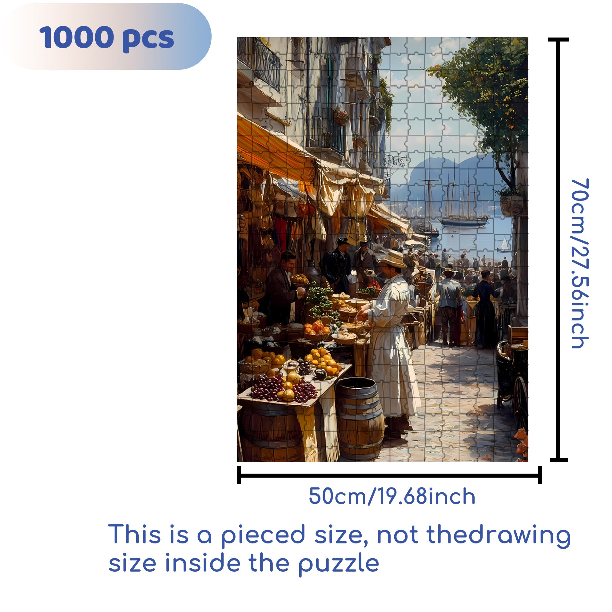 Old Market 500pcs/1000pcs Jigsaw Puzzle, Scratch-Resistant, Interactive Family Game & Brain-Boosting DIY Decor, Perfect for Halloween, Christmas & New Year Gifts, Family Puzzle Game