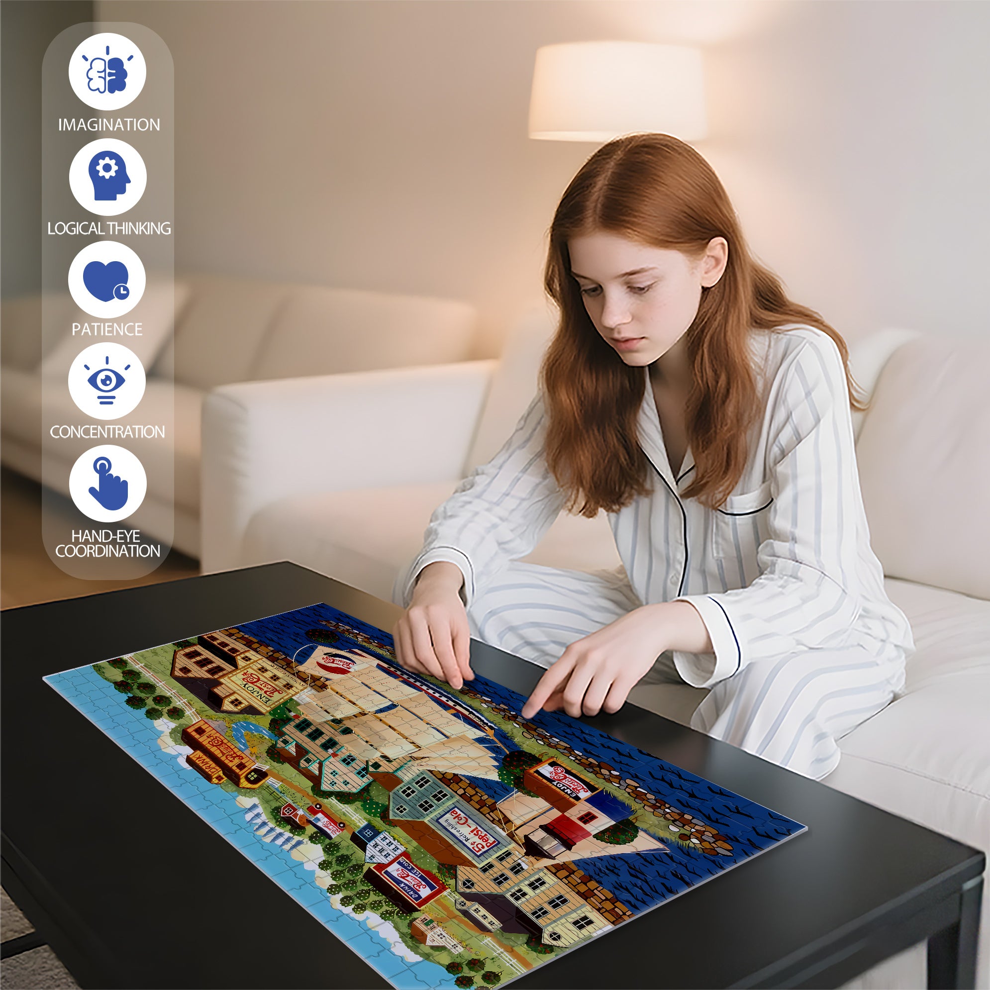 Pepsi Cola 2 500pcs/1000pcs Jigsaw Puzzle, Scratch-Resistant, Interactive Family Game & Brain-Boosting DIY Decor, Perfect for Halloween, Christmas & New Year Gifts, Family Puzzle Game