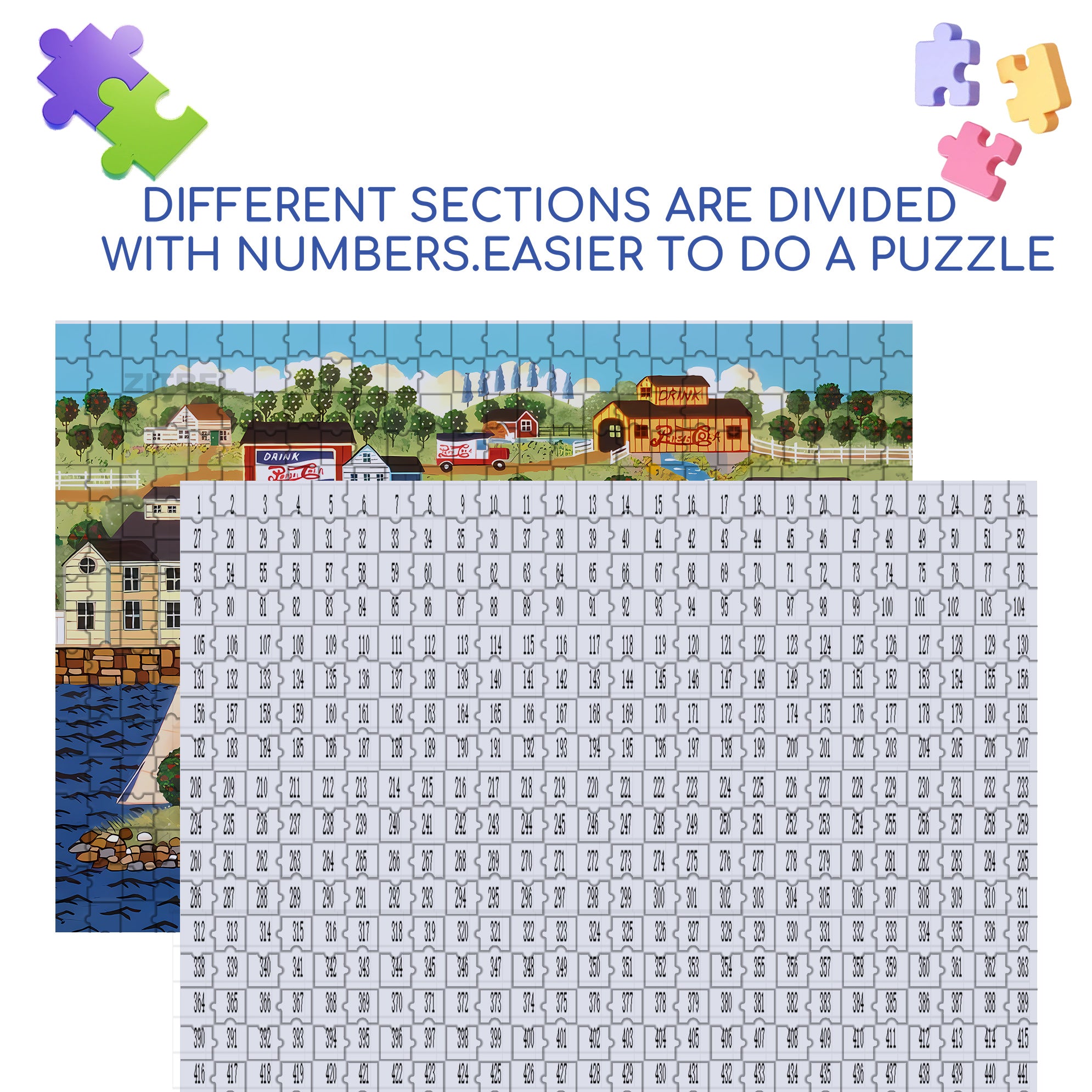 Pepsi Cola 2 500pcs/1000pcs Jigsaw Puzzle, Scratch-Resistant, Interactive Family Game & Brain-Boosting DIY Decor, Perfect for Halloween, Christmas & New Year Gifts, Family Puzzle Game