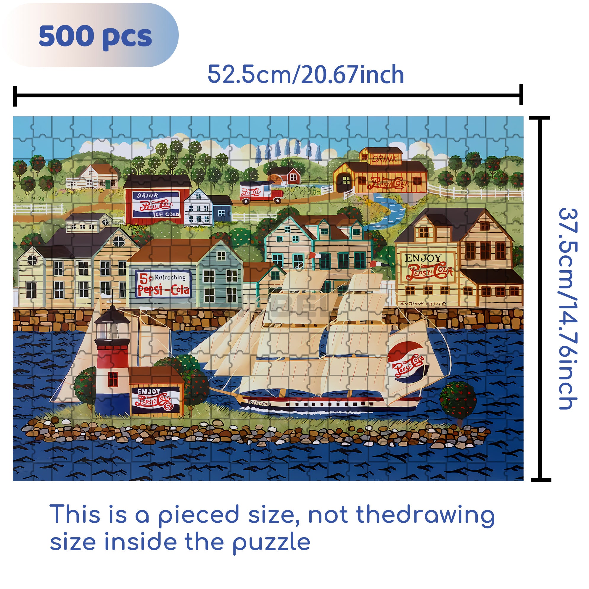 Pepsi Cola 2 500pcs/1000pcs Jigsaw Puzzle, Scratch-Resistant, Interactive Family Game & Brain-Boosting DIY Decor, Perfect for Halloween, Christmas & New Year Gifts, Family Puzzle Game