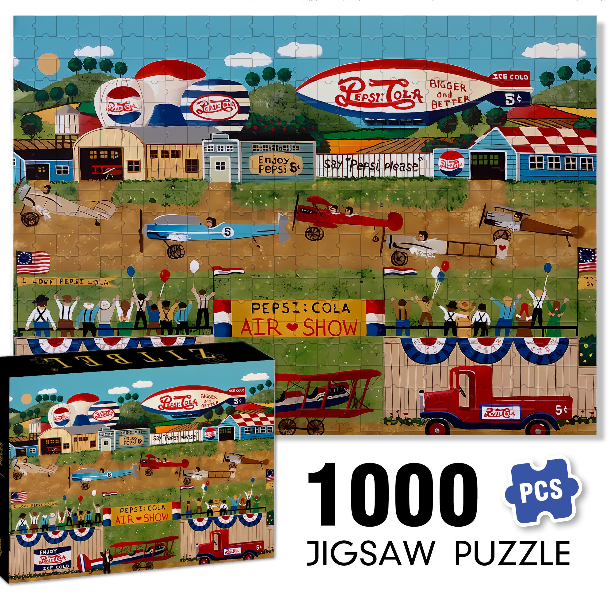 Pepsi Cola 500pcs/1000pcs Jigsaw Puzzle, Scratch-Resistant, Interactive Family Game & Brain-Boosting DIY Decor, Perfect for Halloween, Christmas & New Year Gifts, Family Puzzle Game