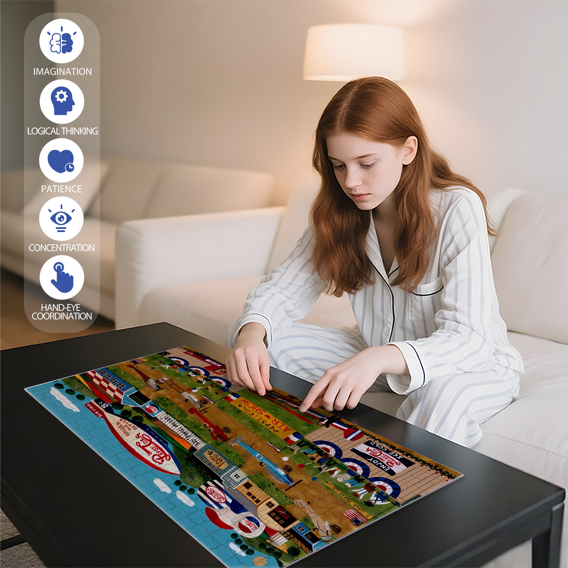 Pepsi Cola 500pcs/1000pcs Jigsaw Puzzle, Scratch-Resistant, Interactive Family Game & Brain-Boosting DIY Decor, Perfect for Halloween, Christmas & New Year Gifts, Family Puzzle Game