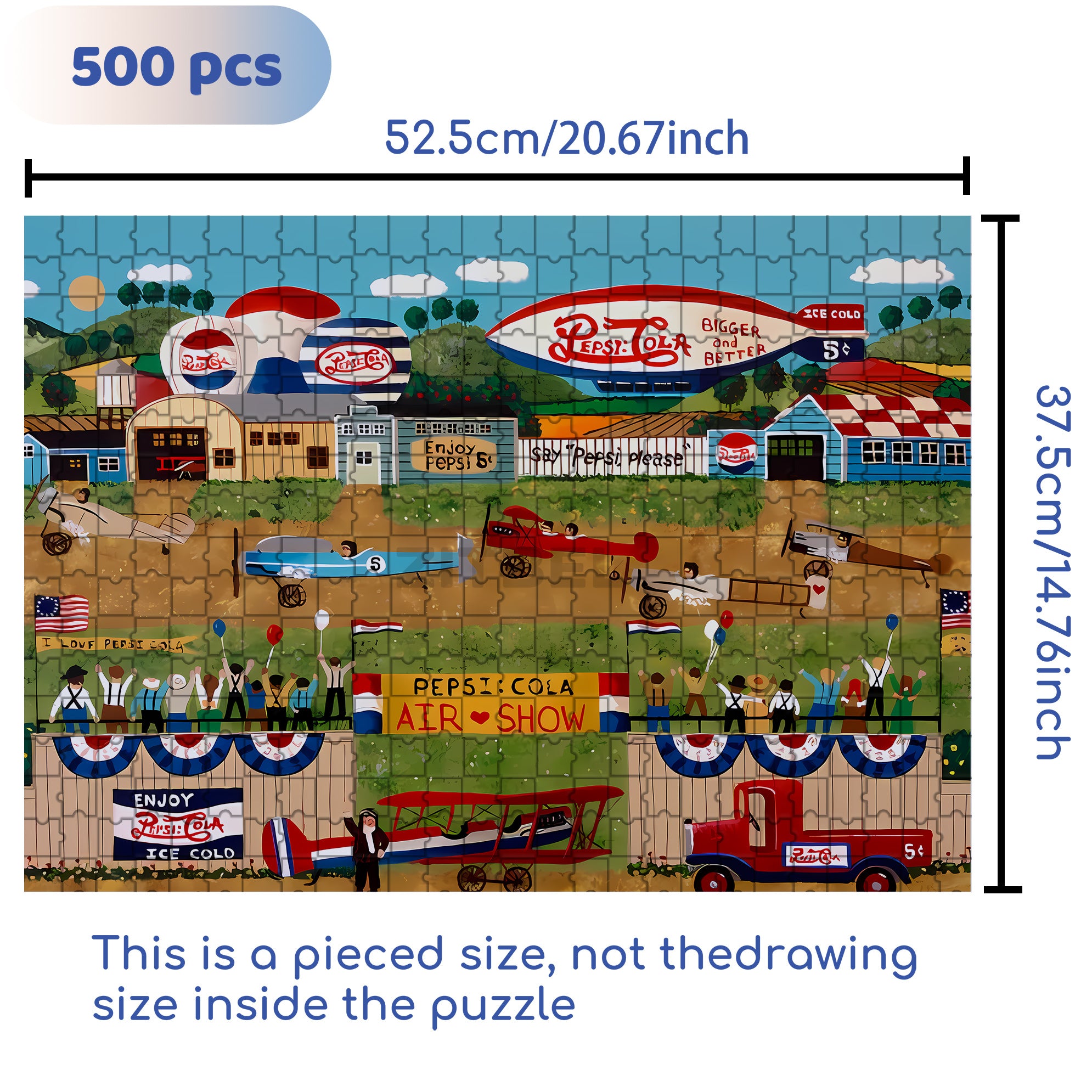 Pepsi Cola 500pcs/1000pcs Jigsaw Puzzle, Scratch-Resistant, Interactive Family Game & Brain-Boosting DIY Decor, Perfect for Halloween, Christmas & New Year Gifts, Family Puzzle Game