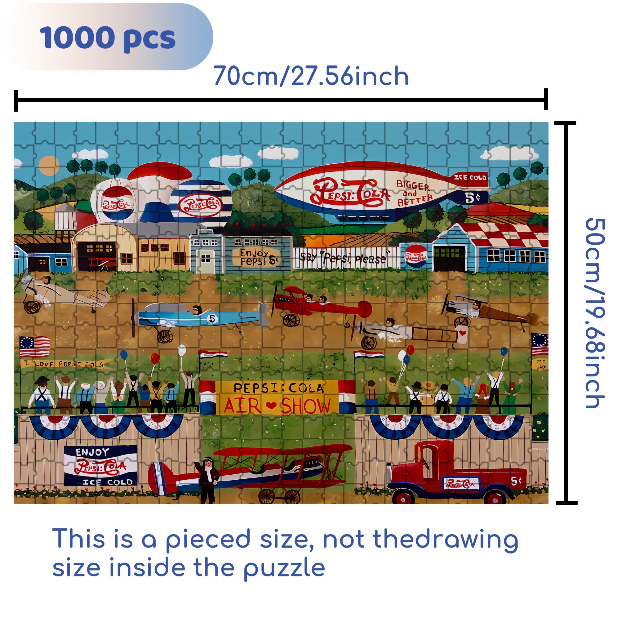 Pepsi Cola 500pcs/1000pcs Jigsaw Puzzle, Scratch-Resistant, Interactive Family Game & Brain-Boosting DIY Decor, Perfect for Halloween, Christmas & New Year Gifts, Family Puzzle Game