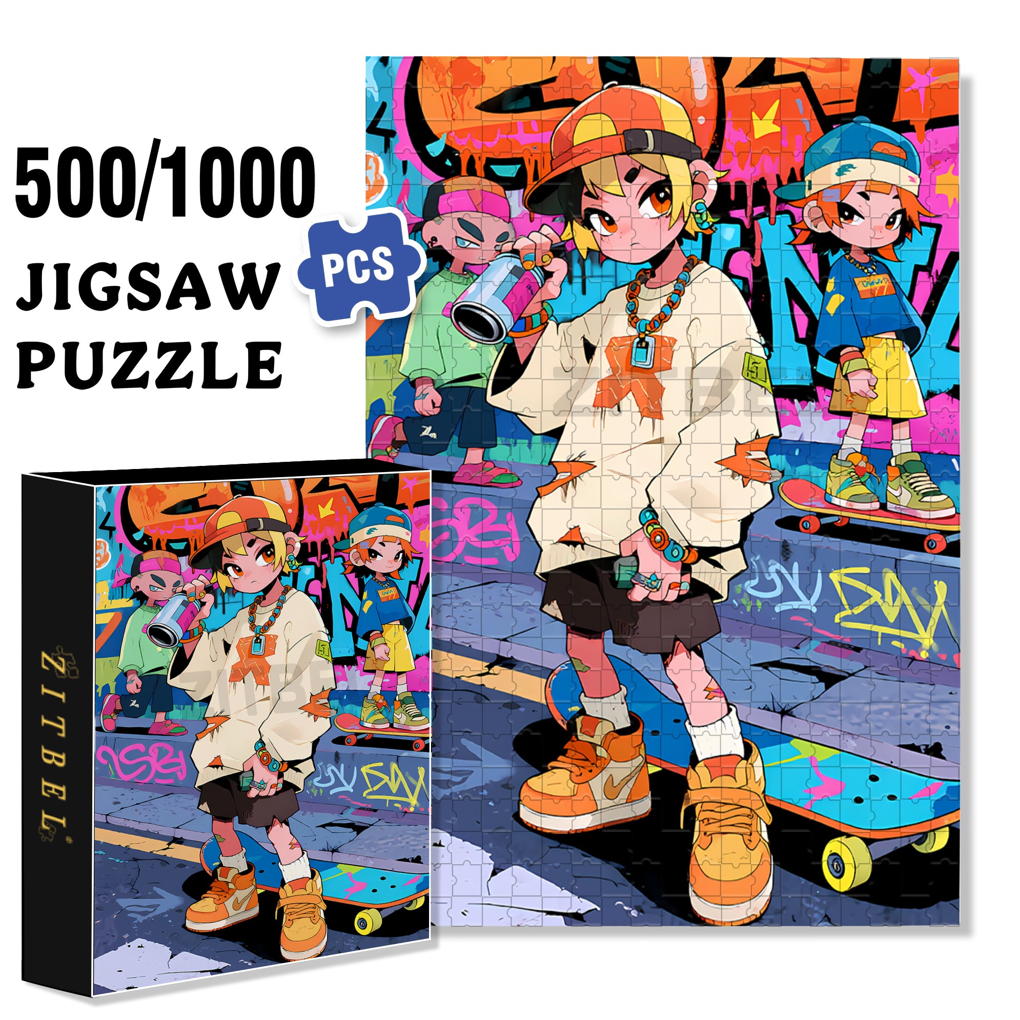 Rapper 500pcs/1000pcs Jigsaw Puzzle, Scratch-Resistant, Interactive Family Game & Brain-Boosting DIY Decor, Perfect for Halloween, Christmas & New Year Gifts, Family Puzzle Game
