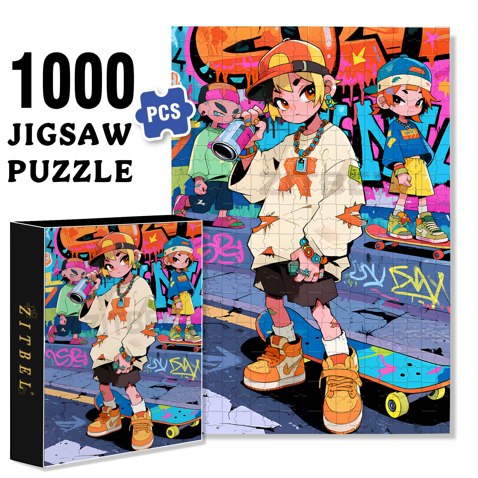 Rapper 500pcs/1000pcs Jigsaw Puzzle, Scratch-Resistant, Interactive Family Game & Brain-Boosting DIY Decor, Perfect for Halloween, Christmas & New Year Gifts, Family Puzzle Game