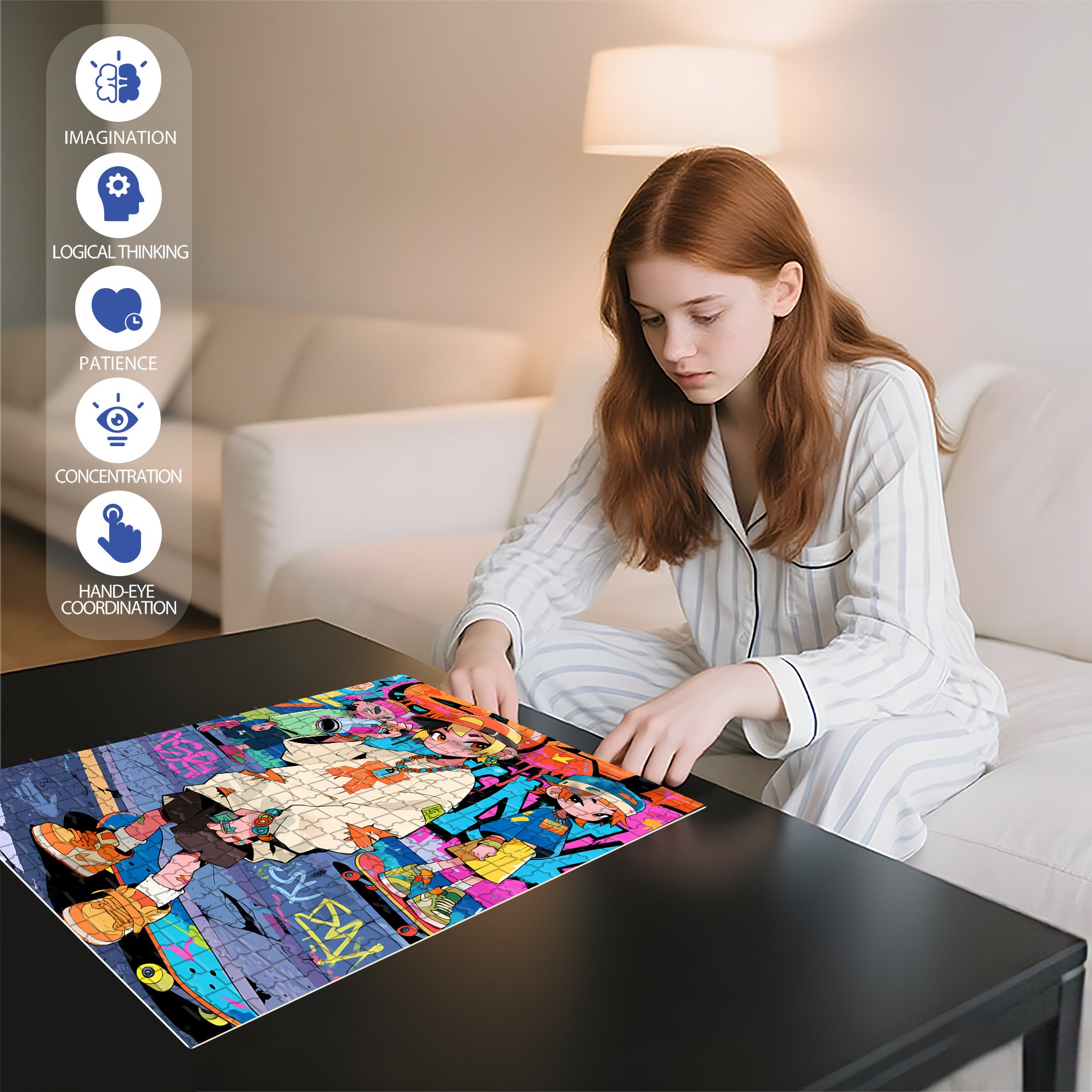 Rapper 500pcs/1000pcs Jigsaw Puzzle, Scratch-Resistant, Interactive Family Game & Brain-Boosting DIY Decor, Perfect for Halloween, Christmas & New Year Gifts, Family Puzzle Game