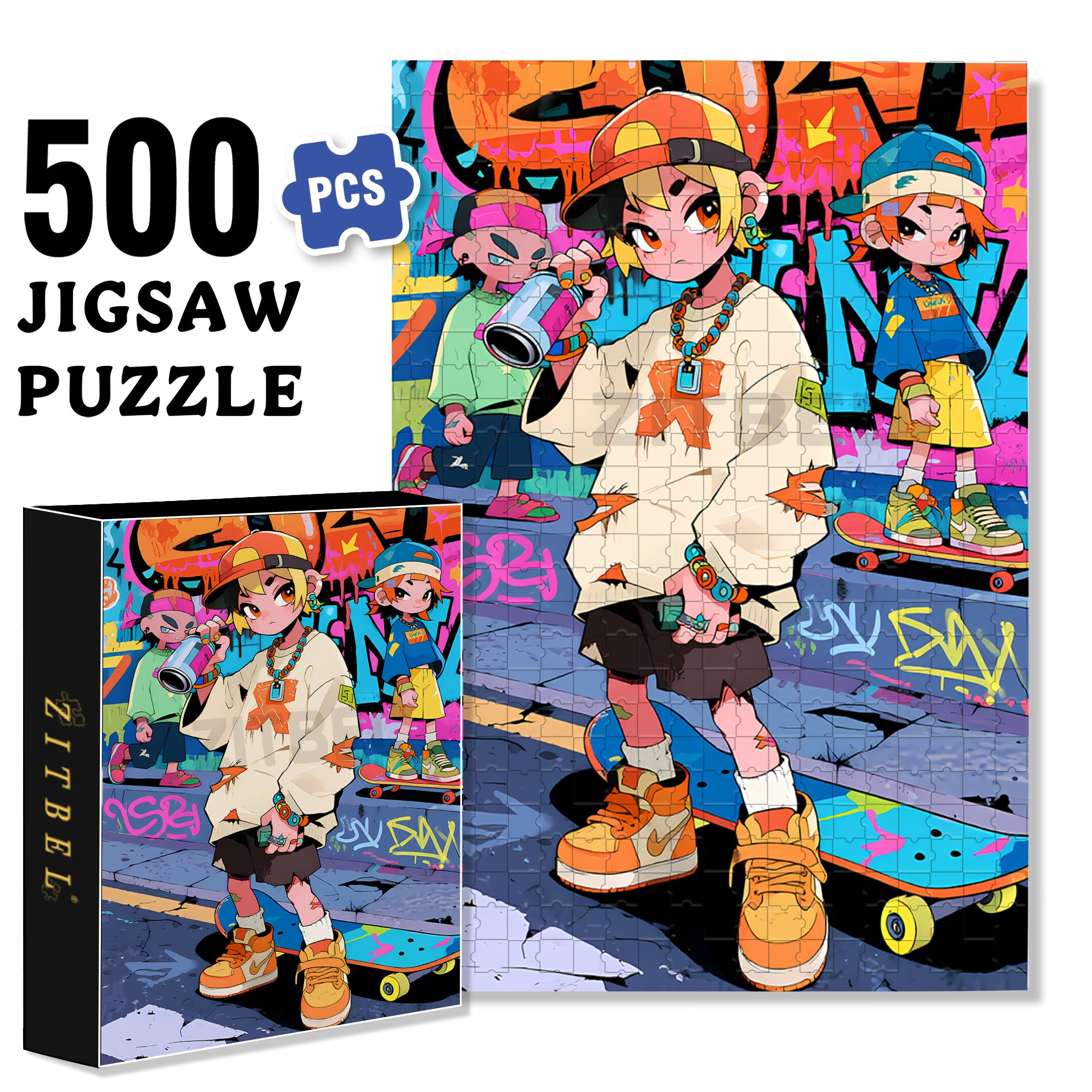 Rapper 500pcs/1000pcs Jigsaw Puzzle, Scratch-Resistant, Interactive Family Game & Brain-Boosting DIY Decor, Perfect for Halloween, Christmas & New Year Gifts, Family Puzzle Game