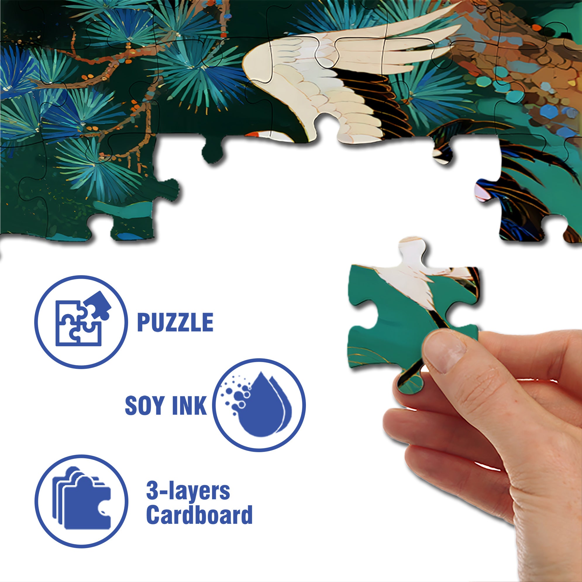 Red-crowned Crane 500pcs/1000pcs Jigsaw Puzzle, Scratch-Resistant, Interactive Family Game & Brain-Boosting DIY Decor, Perfect for Halloween, Christmas & New Year Gifts, Family Puzzle Game