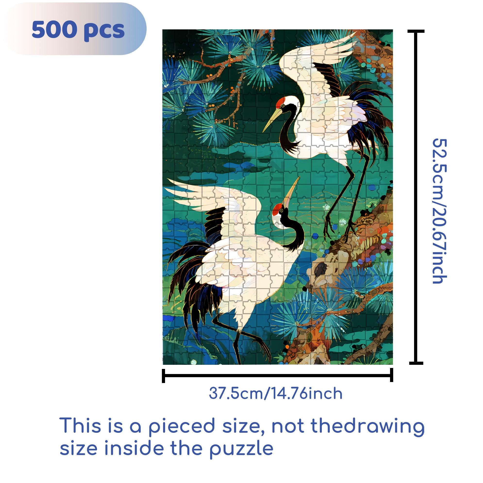 Red-crowned Crane 500pcs/1000pcs Jigsaw Puzzle, Scratch-Resistant, Interactive Family Game & Brain-Boosting DIY Decor, Perfect for Halloween, Christmas & New Year Gifts, Family Puzzle Game