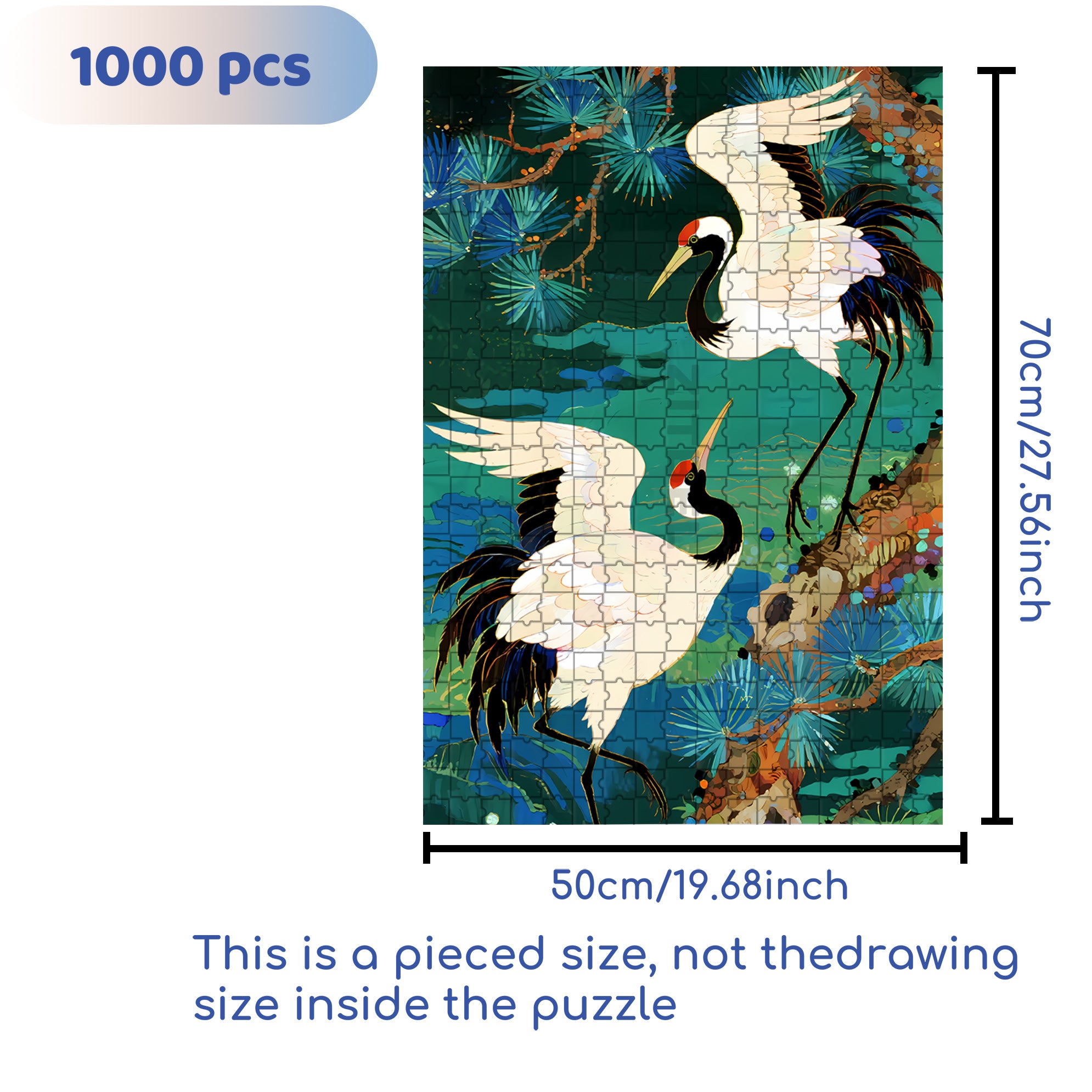 Red-crowned Crane 500pcs/1000pcs Jigsaw Puzzle, Scratch-Resistant, Interactive Family Game & Brain-Boosting DIY Decor, Perfect for Halloween, Christmas & New Year Gifts, Family Puzzle Game