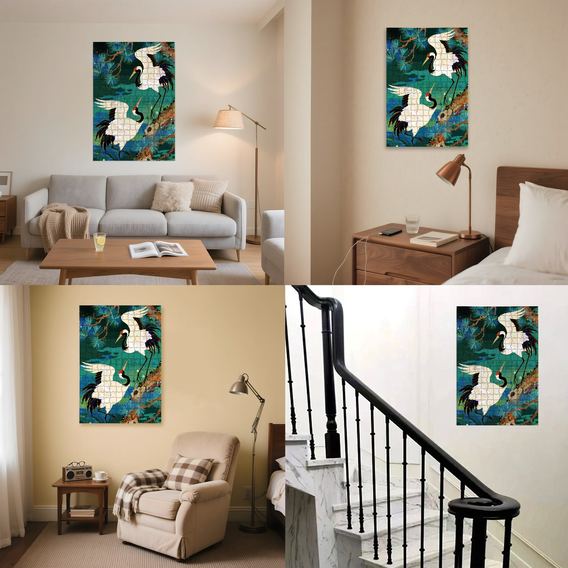 Red-crowned Crane 500pcs/1000pcs Jigsaw Puzzle, Scratch-Resistant, Interactive Family Game & Brain-Boosting DIY Decor, Perfect for Halloween, Christmas & New Year Gifts, Family Puzzle Game