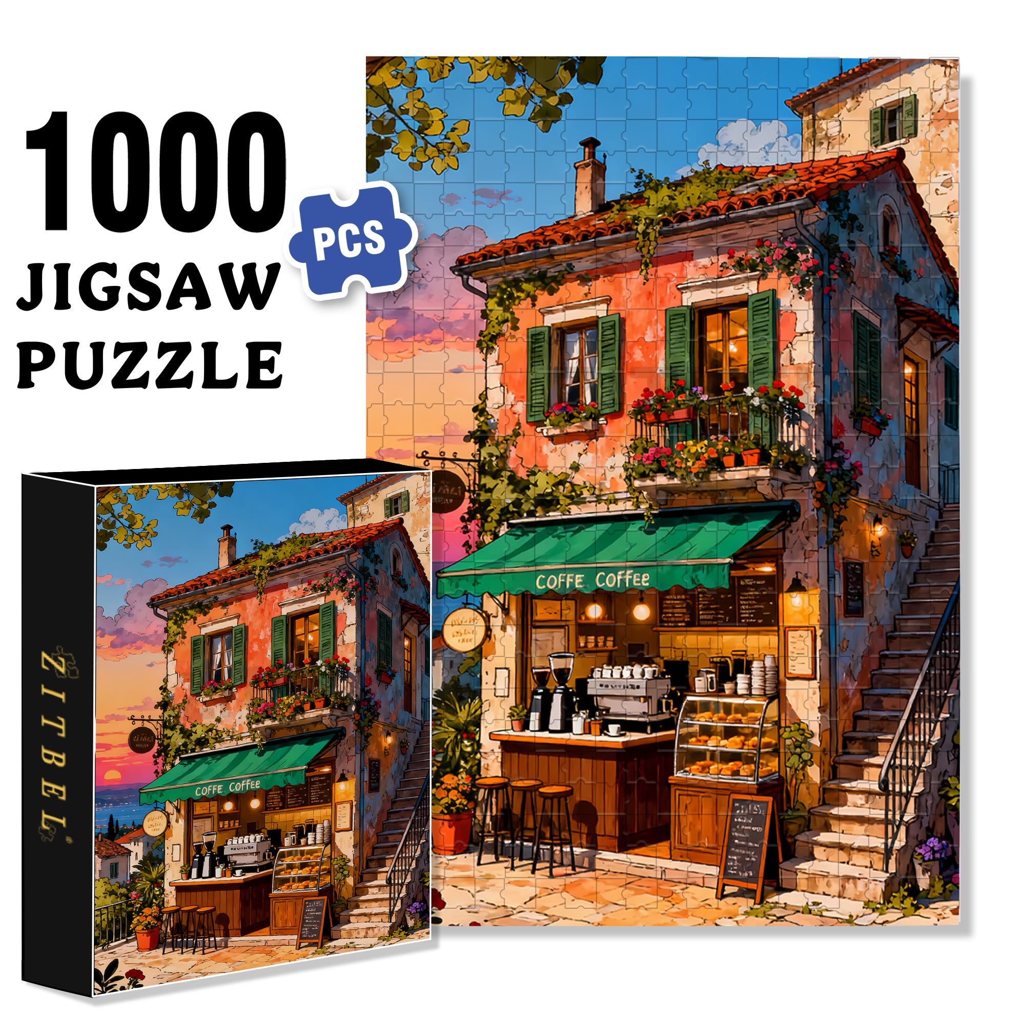 Resort 500pcs/1000pcs Jigsaw Puzzle, Scratch-Resistant, Interactive Family Game & Brain-Boosting DIY Decor, Perfect for Halloween, Christmas & New Year Gifts, Family Puzzle Game