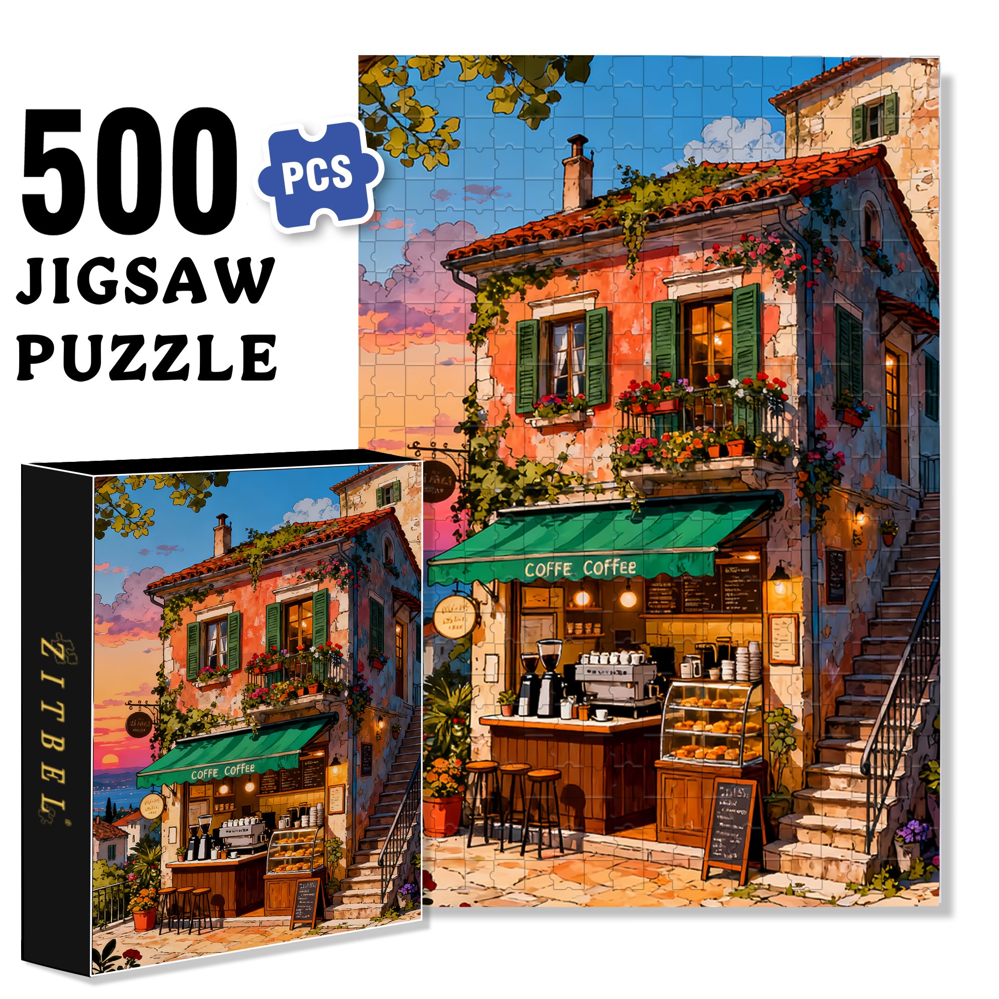 Resort 500pcs/1000pcs Jigsaw Puzzle, Scratch-Resistant, Interactive Family Game & Brain-Boosting DIY Decor, Perfect for Halloween, Christmas & New Year Gifts, Family Puzzle Game