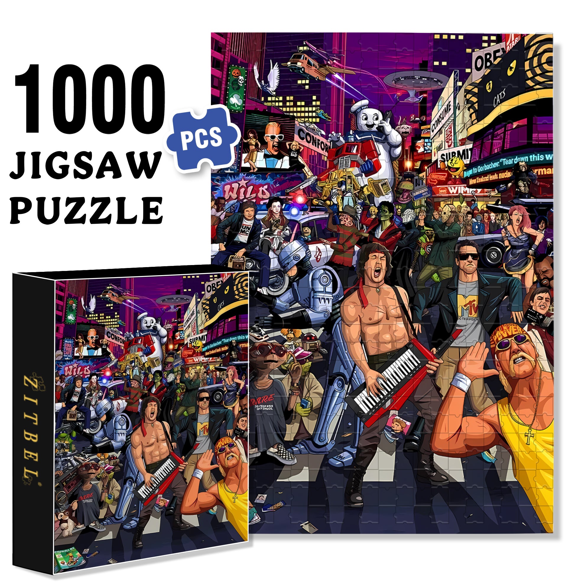 Rock 500pcs/1000pcs Jigsaw Puzzle, Scratch-Resistant, Interactive Family Game & Brain-Boosting DIY Decor, Perfect for Halloween, Christmas & New Year Gifts, Family Puzzle Game