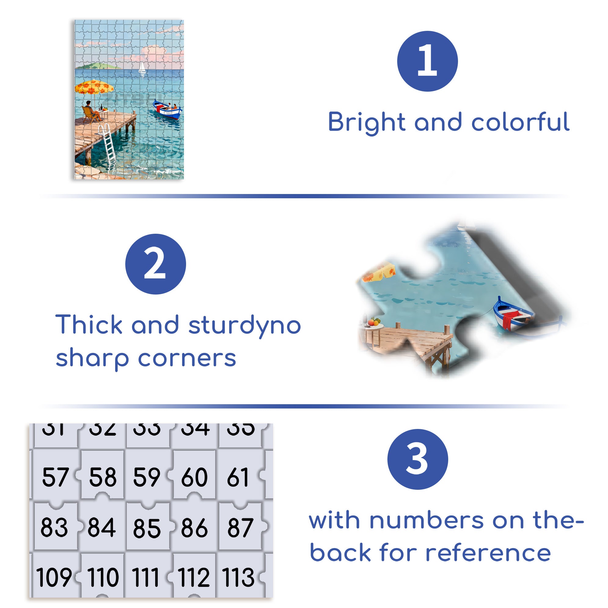 Seaside Pier 500pcs/1000pcs Jigsaw Puzzle, Scratch-Resistant, Interactive Family Game & Brain-Boosting DIY Decor, Perfect for Halloween, Christmas & New Year Gifts, Family Puzzle Game