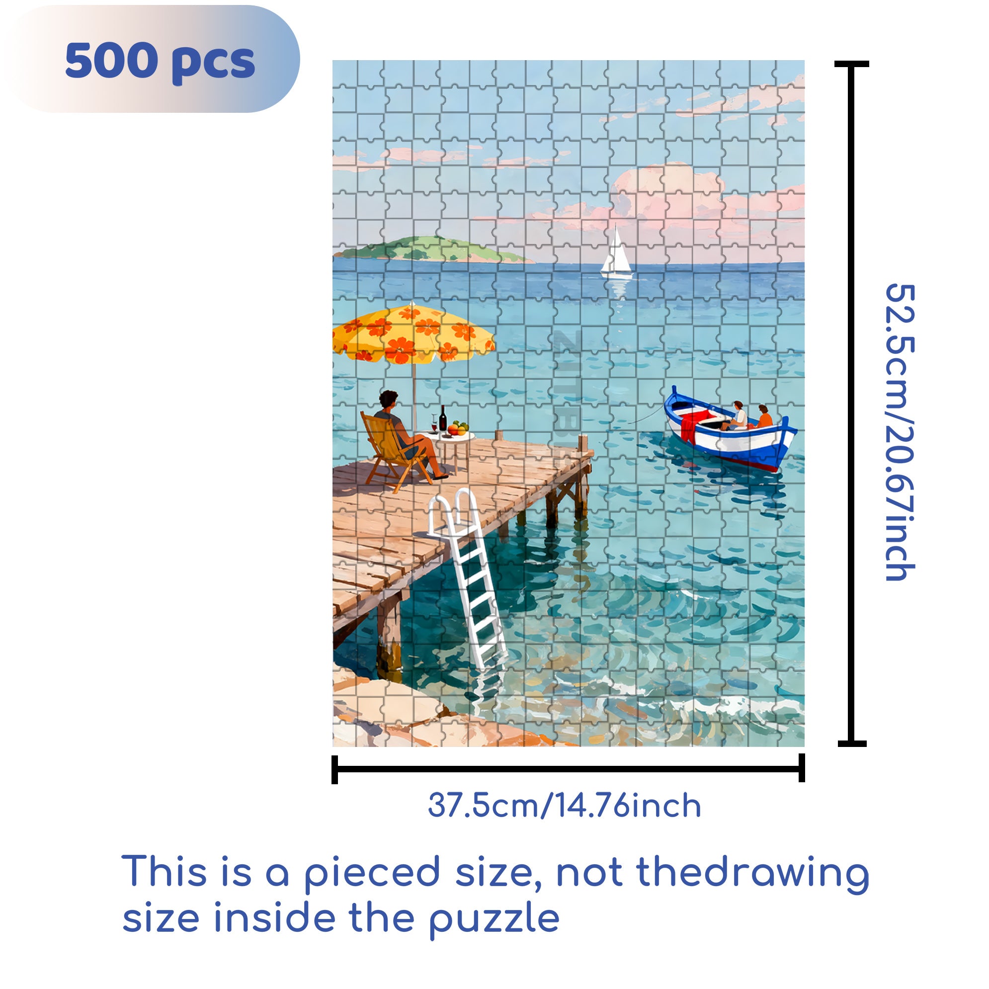 Seaside Pier 500pcs/1000pcs Jigsaw Puzzle, Scratch-Resistant, Interactive Family Game & Brain-Boosting DIY Decor, Perfect for Halloween, Christmas & New Year Gifts, Family Puzzle Game