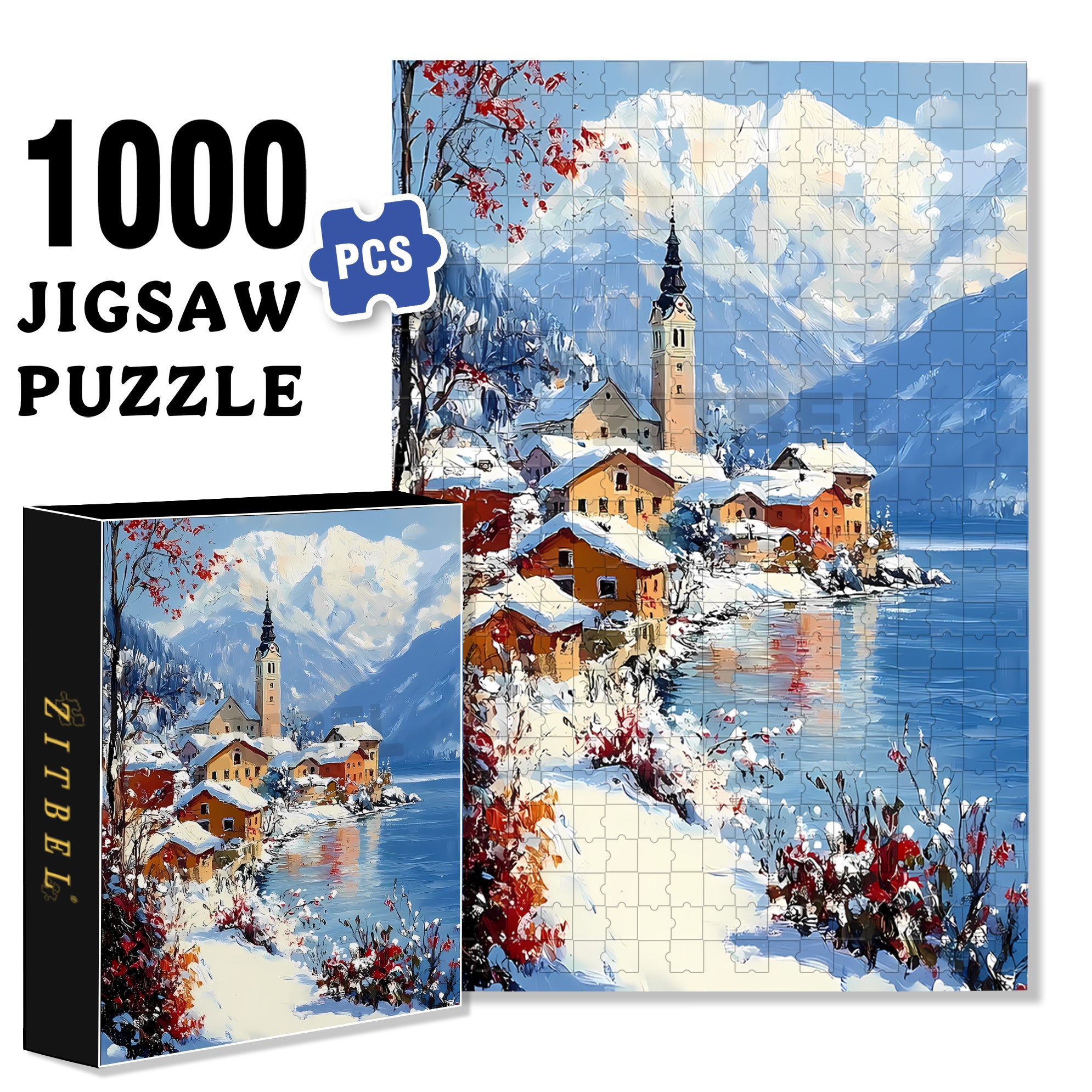 Snowland 500pcs/1000pcs Jigsaw Puzzle, Scratch-Resistant, Interactive Family Game & Brain-Boosting DIY Decor, Perfect for Halloween, Christmas & New Year Gifts, Family Puzzle Game