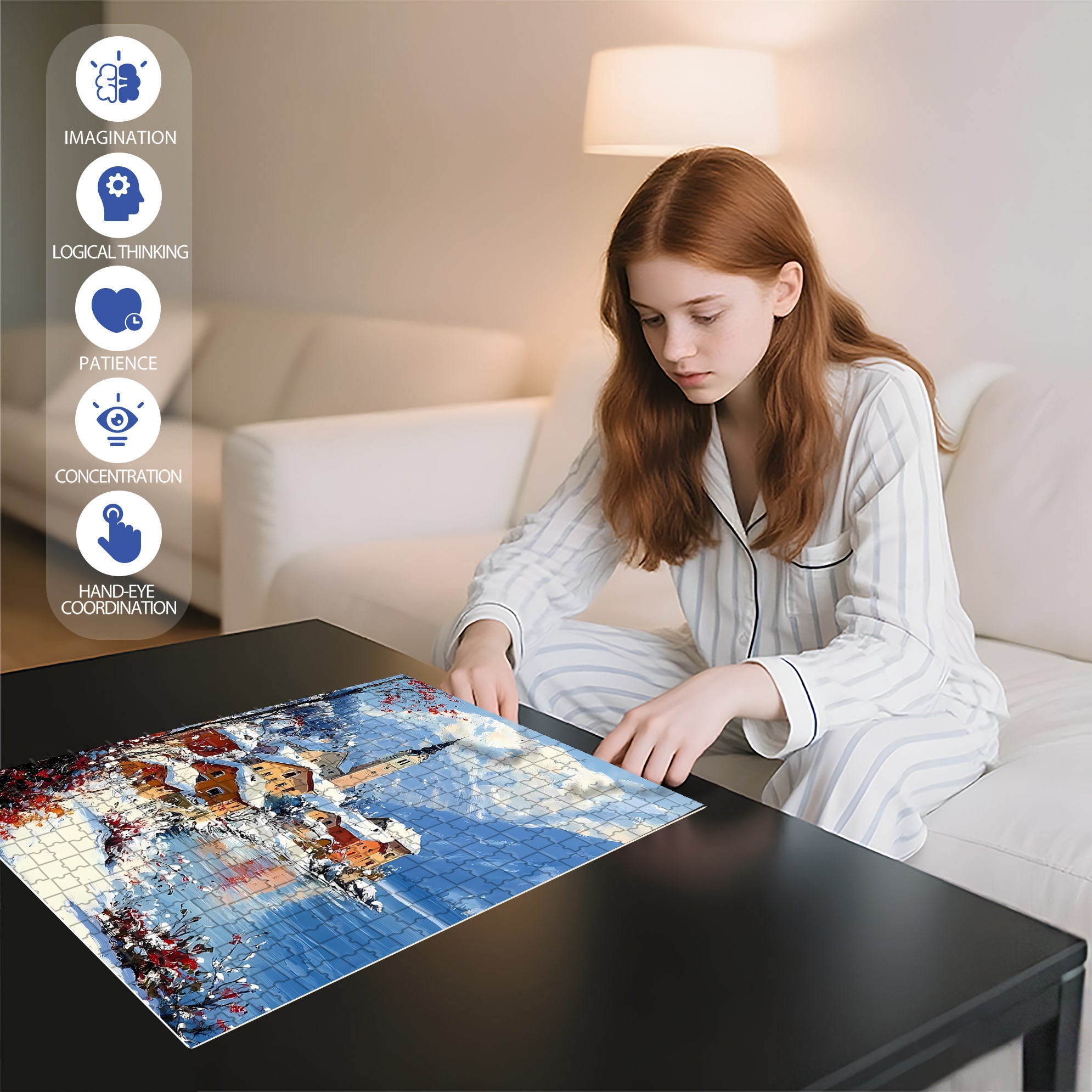 Snowland 500pcs/1000pcs Jigsaw Puzzle, Scratch-Resistant, Interactive Family Game & Brain-Boosting DIY Decor, Perfect for Halloween, Christmas & New Year Gifts, Family Puzzle Game