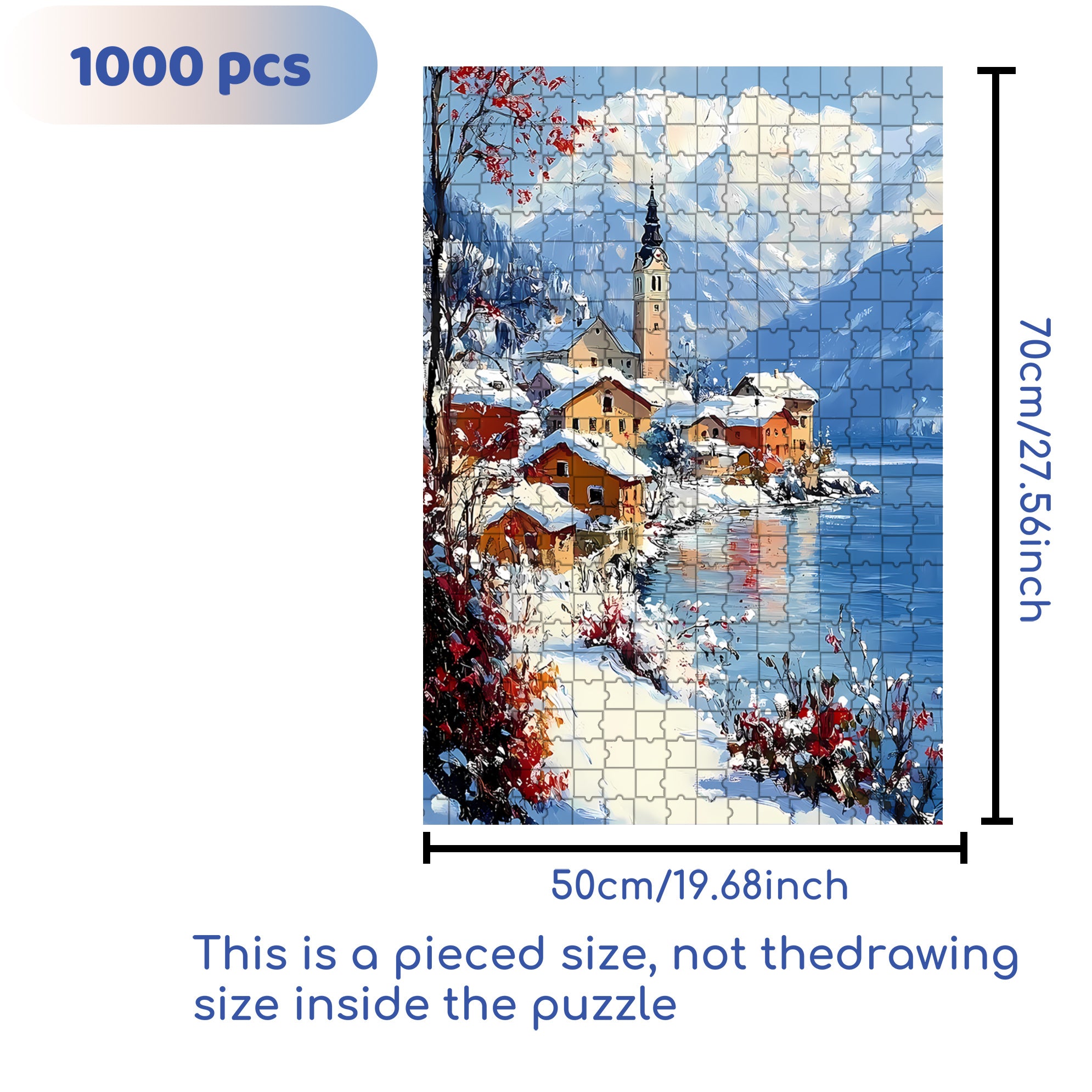 Snowland 500pcs/1000pcs Jigsaw Puzzle, Scratch-Resistant, Interactive Family Game & Brain-Boosting DIY Decor, Perfect for Halloween, Christmas & New Year Gifts, Family Puzzle Game