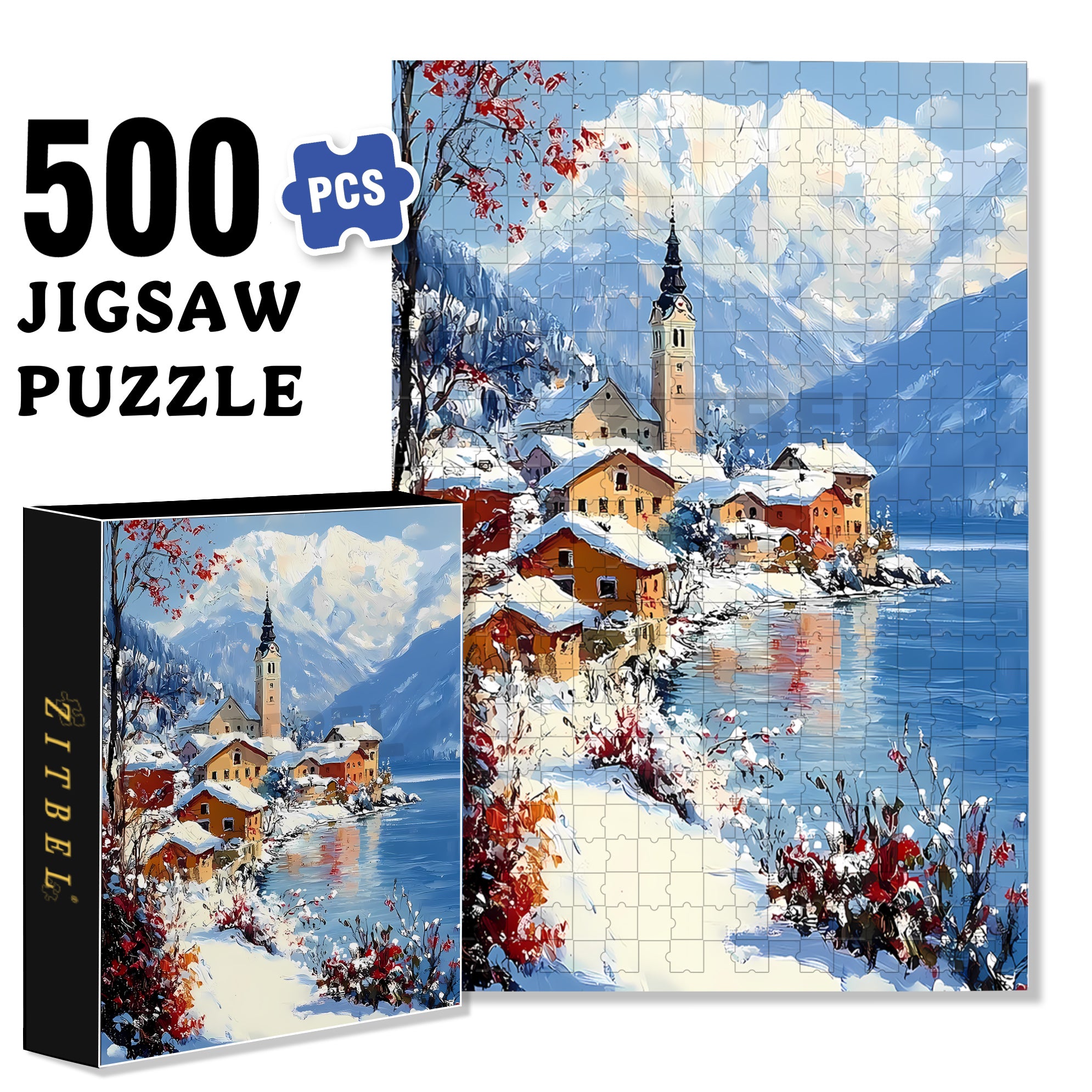 Snowland 500pcs/1000pcs Jigsaw Puzzle, Scratch-Resistant, Interactive Family Game & Brain-Boosting DIY Decor, Perfect for Halloween, Christmas & New Year Gifts, Family Puzzle Game