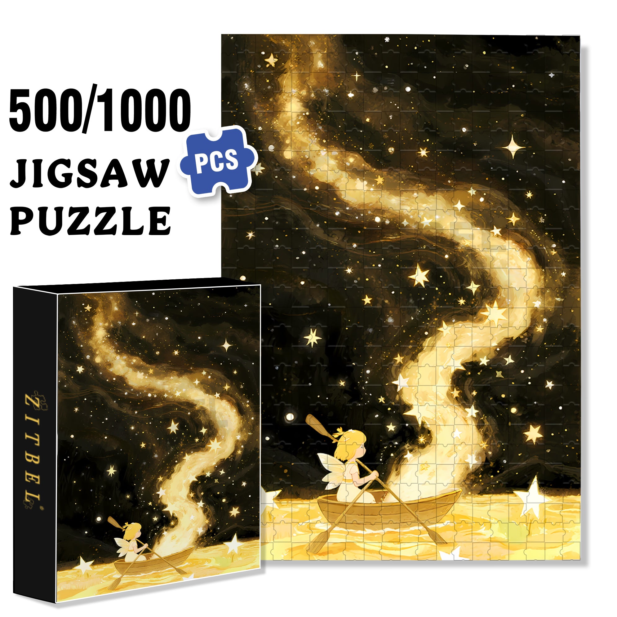Starry Sky 500pcs/1000pcs Jigsaw Puzzle, Scratch-Resistant, Interactive Family Game & Brain-Boosting DIY Decor, Perfect for Halloween, Christmas & New Year Gifts, Family Puzzle Game