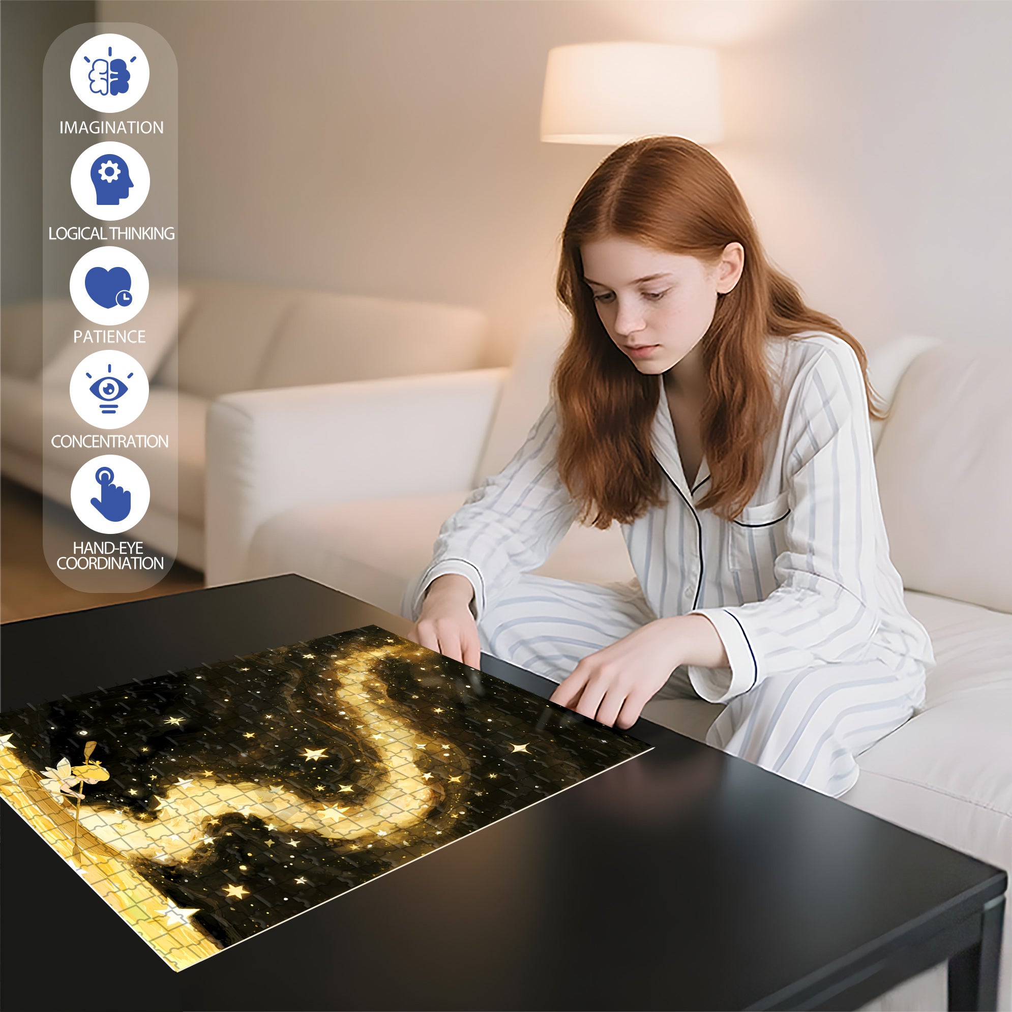 Starry Sky 500pcs/1000pcs Jigsaw Puzzle, Scratch-Resistant, Interactive Family Game & Brain-Boosting DIY Decor, Perfect for Halloween, Christmas & New Year Gifts, Family Puzzle Game