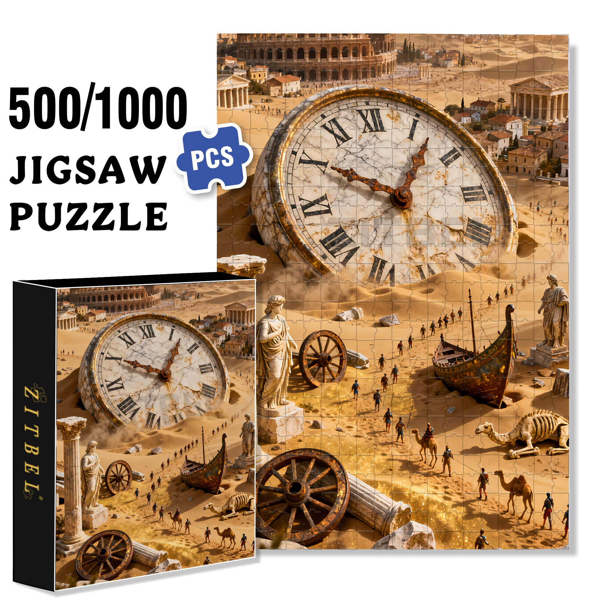 Time Goes By 500pcs/1000pcs Jigsaw Puzzle, Scratch-Resistant, Interactive Family Game & Brain-Boosting DIY Decor, Perfect for Halloween, Christmas & New Year Gifts, Family Puzzle Game