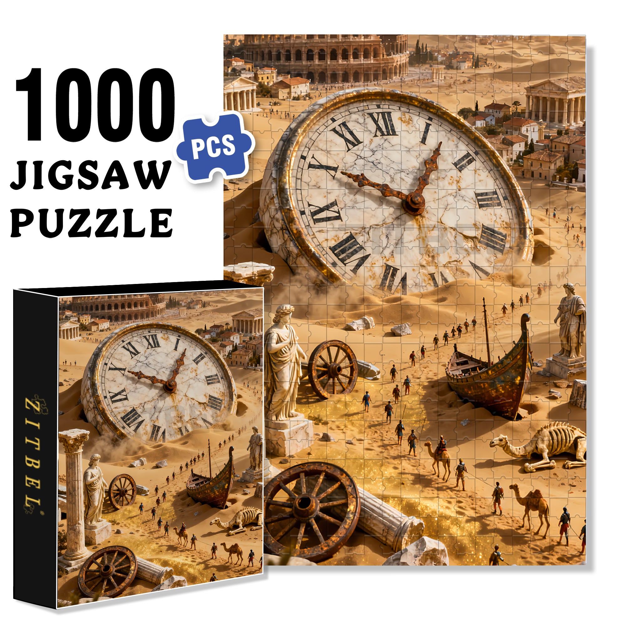 Time Goes By 500pcs/1000pcs Jigsaw Puzzle, Scratch-Resistant, Interactive Family Game & Brain-Boosting DIY Decor, Perfect for Halloween, Christmas & New Year Gifts, Family Puzzle Game