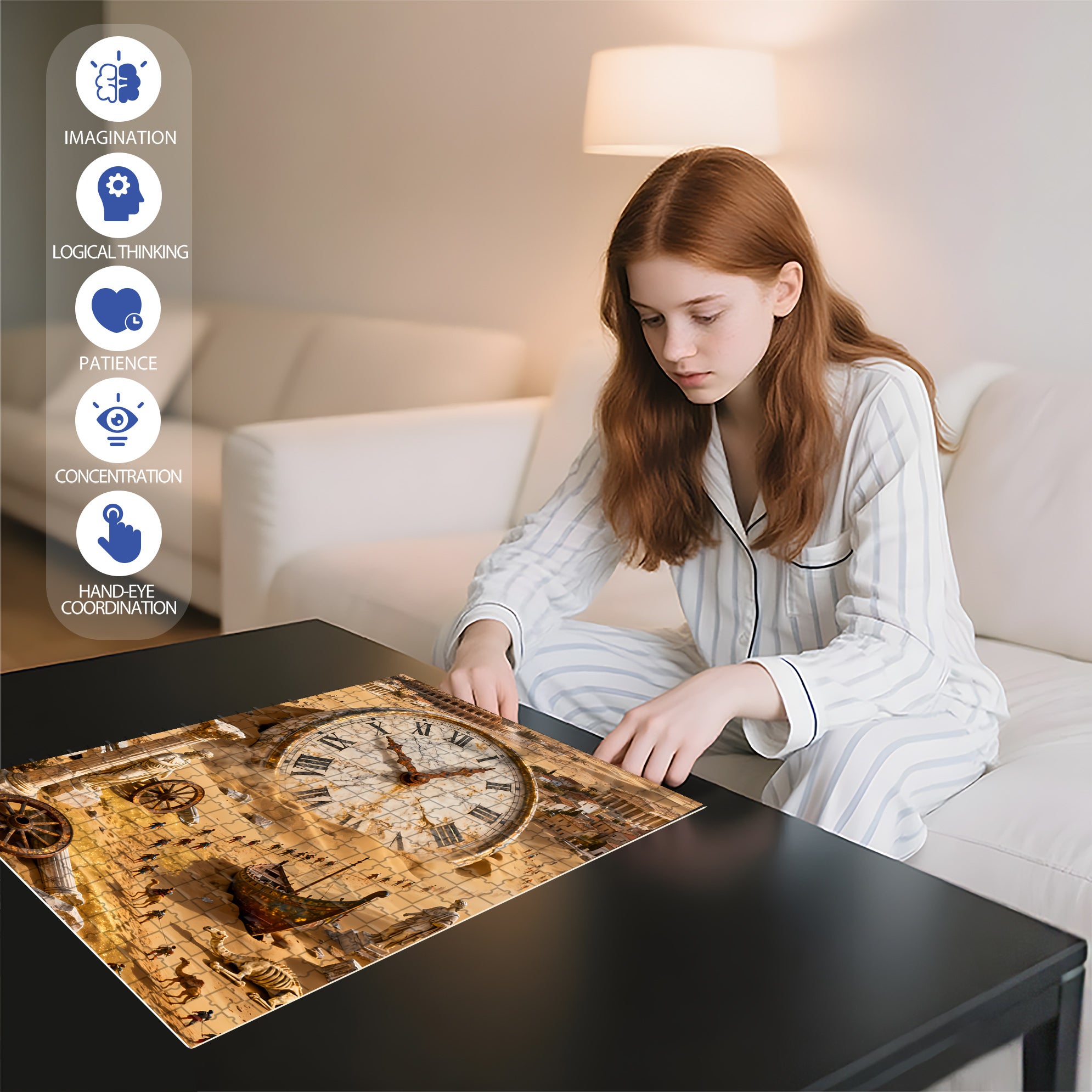 Time Goes By 500pcs/1000pcs Jigsaw Puzzle, Scratch-Resistant, Interactive Family Game & Brain-Boosting DIY Decor, Perfect for Halloween, Christmas & New Year Gifts, Family Puzzle Game