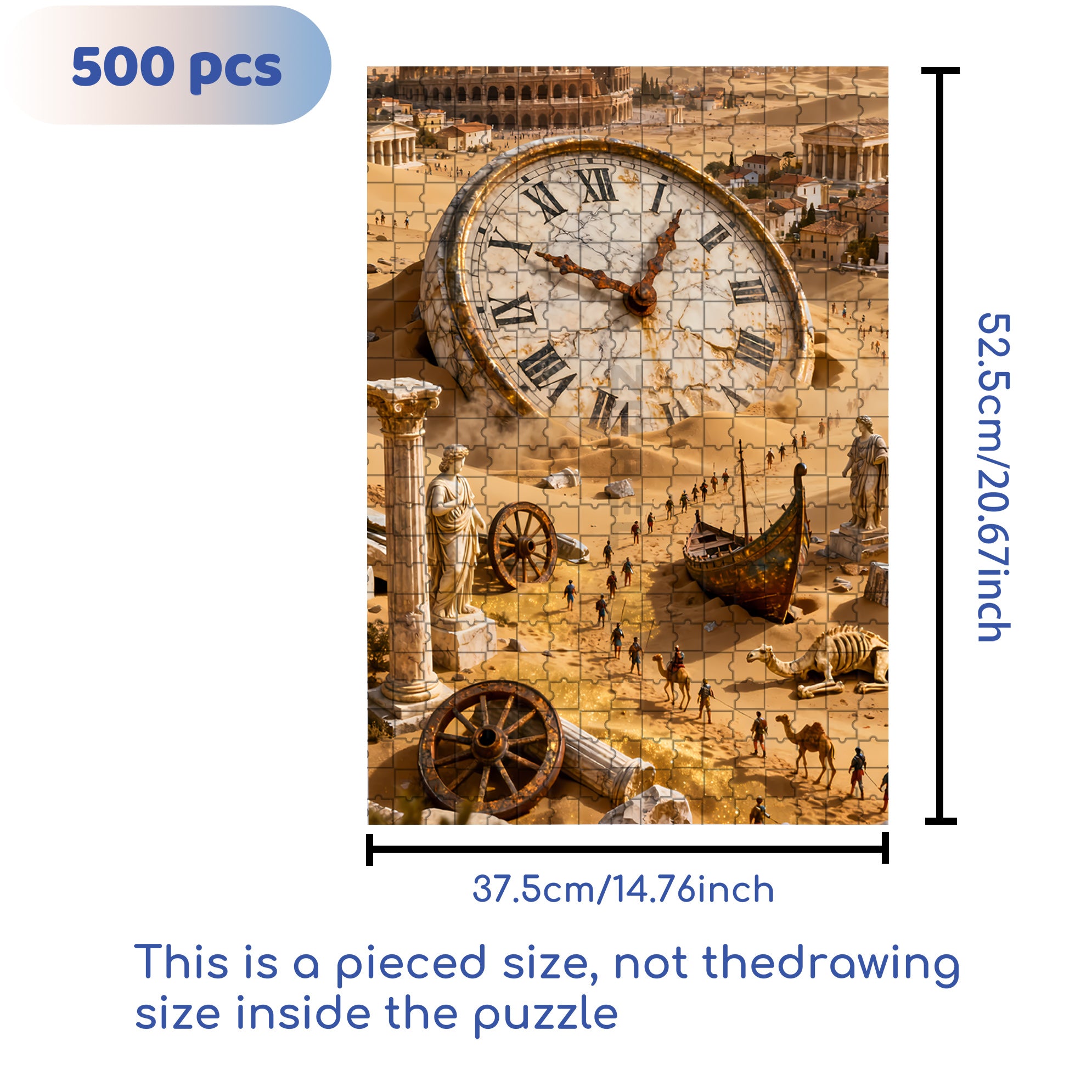 Time Goes By 500pcs/1000pcs Jigsaw Puzzle, Scratch-Resistant, Interactive Family Game & Brain-Boosting DIY Decor, Perfect for Halloween, Christmas & New Year Gifts, Family Puzzle Game